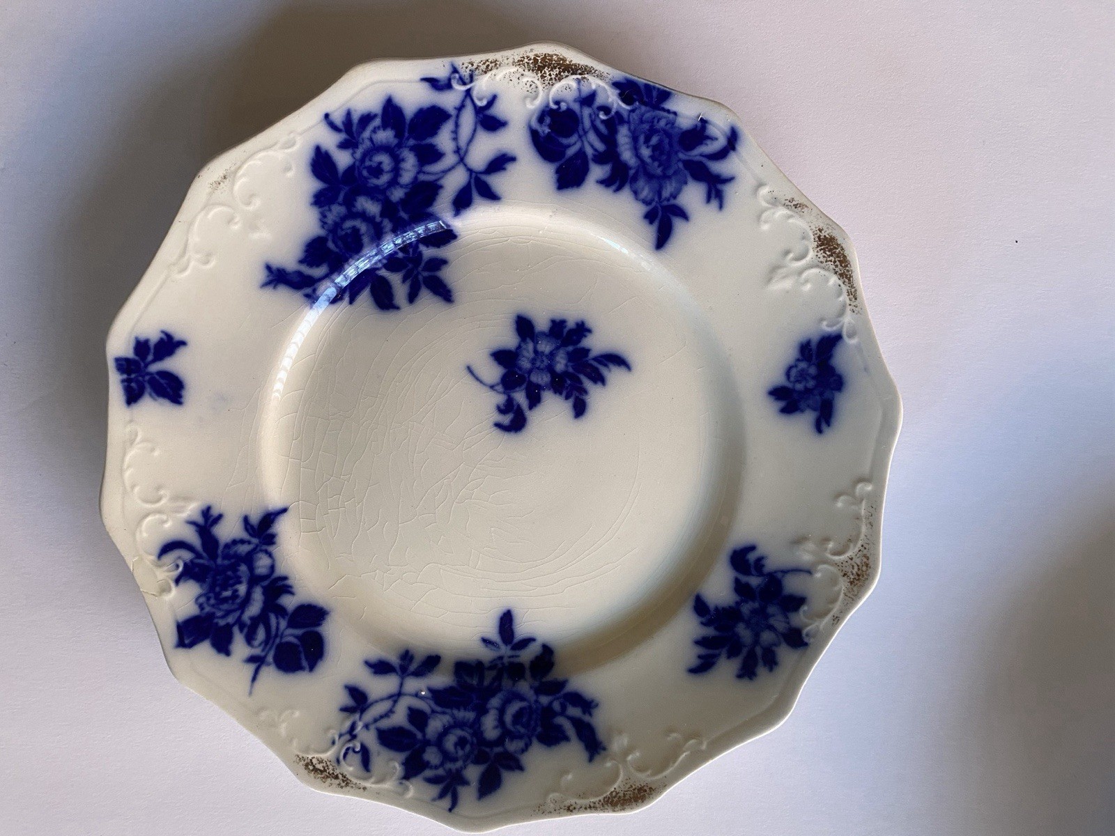 Antique W. H. Grindley flow blue luncheon plates set of 6