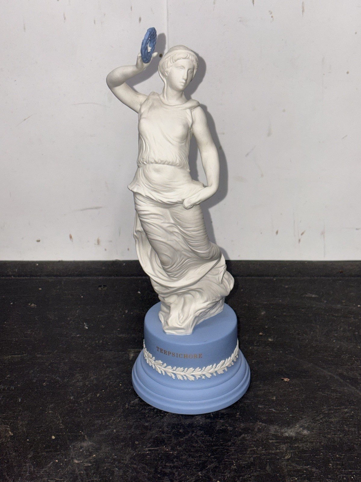 RARE - Wedgwood Jasperware - TERPSICHORE STATUE-VERY DETAILED W/BLUE BASE-9.75” RARE - Wedgwood Jasperware - TERPSICHORE STATUE-VERY DETAILED W/BLUE BASE-9.75”
