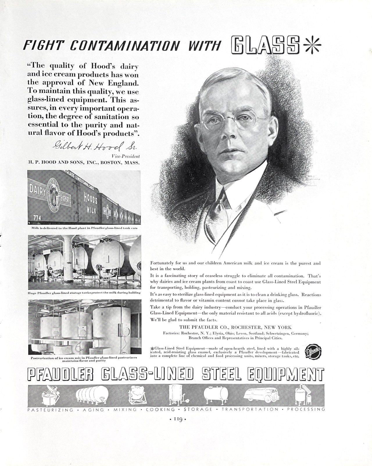 Pfaudler Glass Lined Steel Hood Dairy Milk Boston Vintage 1935 Magazine Print Ad