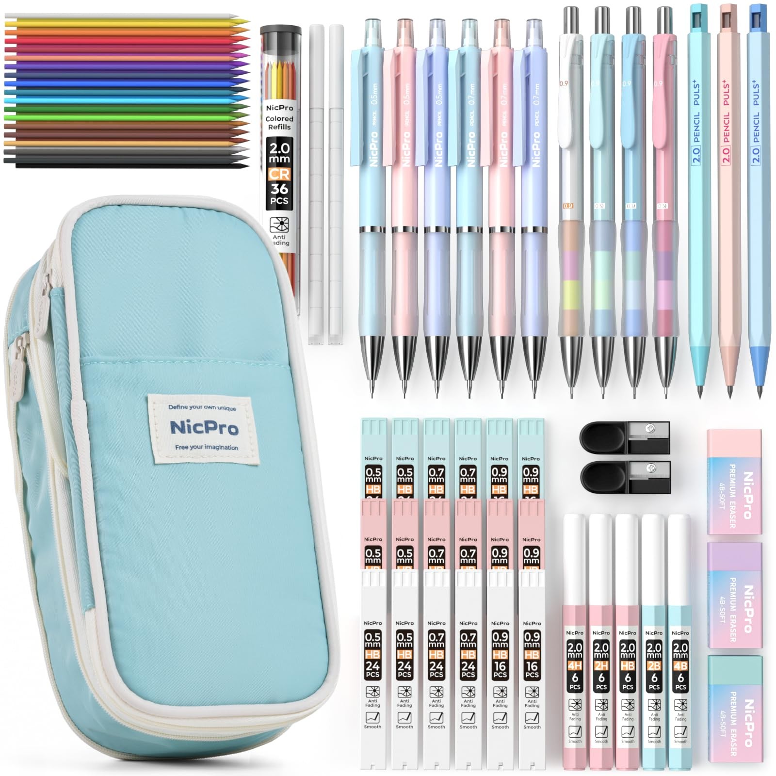 Nicpro 45PCS Mechanical Pencils with 462 Lead Refills (Blue) | 0.5mm-2.0mm Cu... Nicpro 45PCS Mechanical Pencils with 462 Lead Refills (Blue) | 0.5mm-2.0mm Cu...