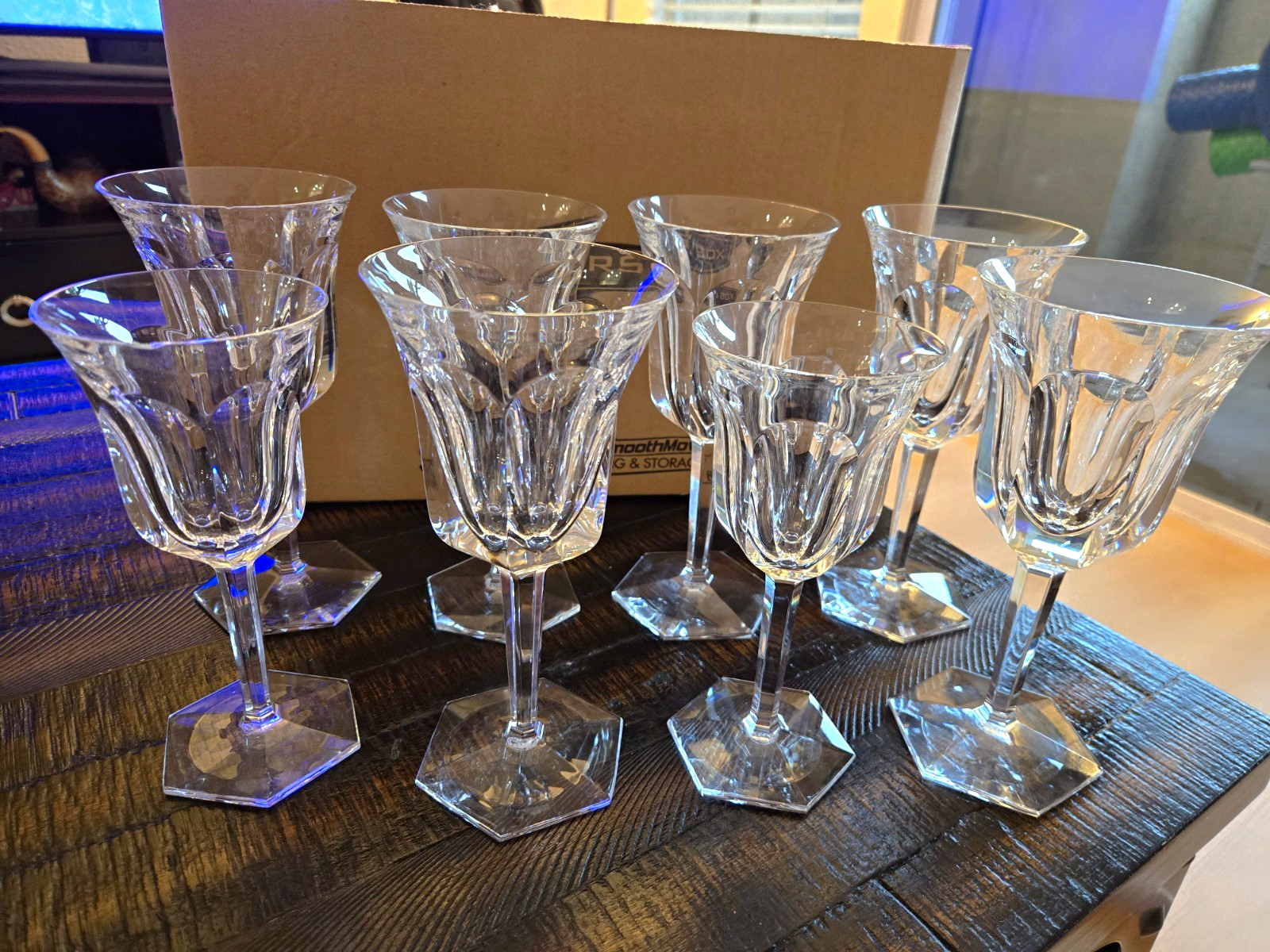 chipped Baccarat Crystal France Malmaison wine/ water Glasses CHIPS Set of 8 