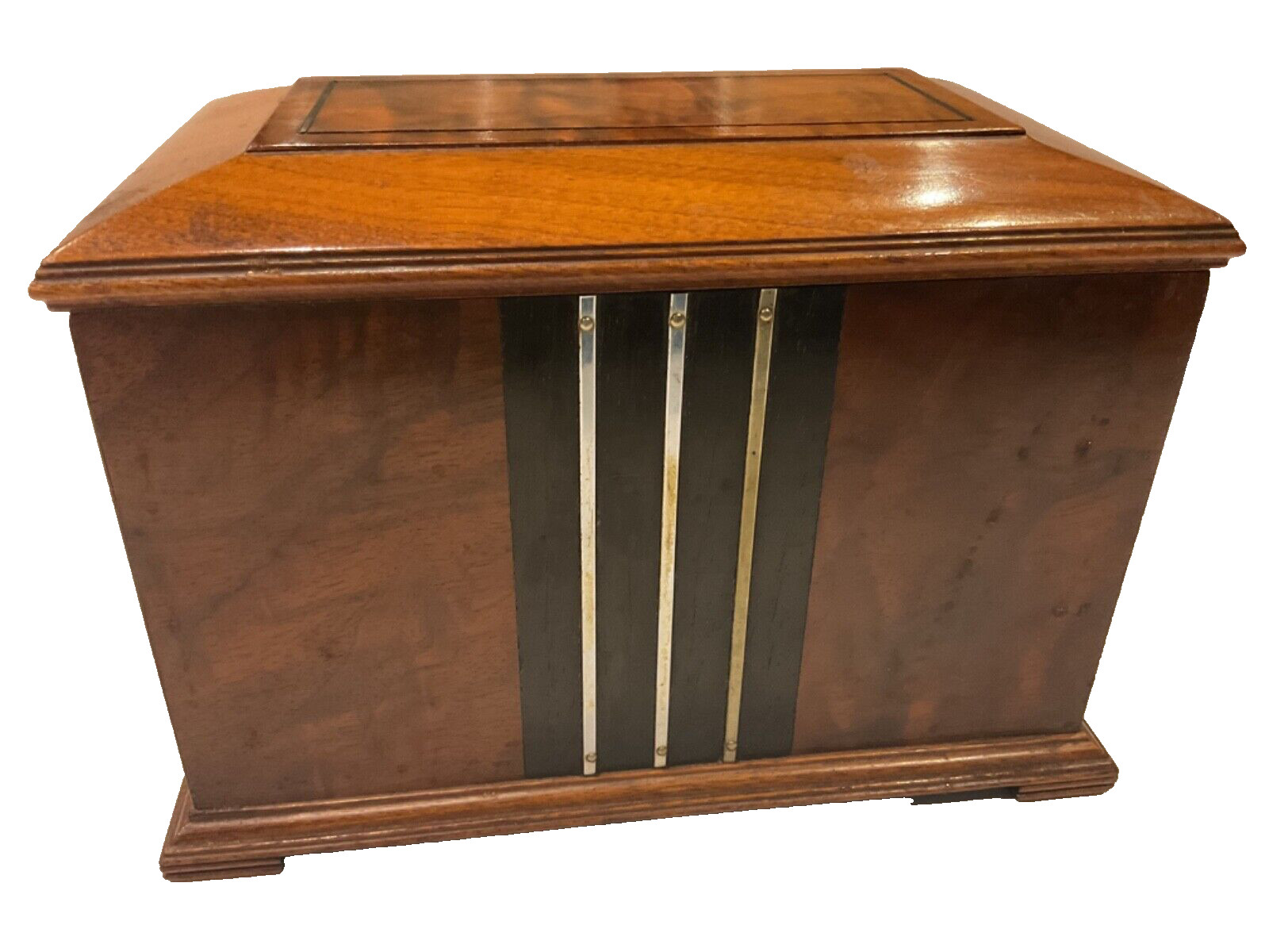 Vintage 1930s Art Deco Barometer Burle Wood Walnut Humidor Cigarette Box Vintage 1930s Art Deco Barometer Burle Wood Walnut Humidor Cigarette Box