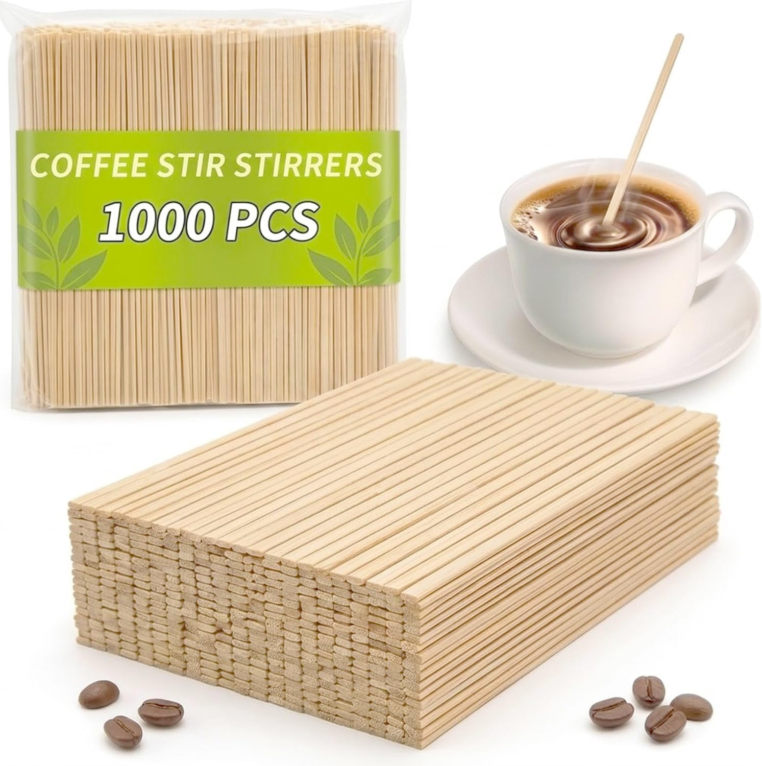 1000PCS Bamboo Coffee Stirrers - 5.5\