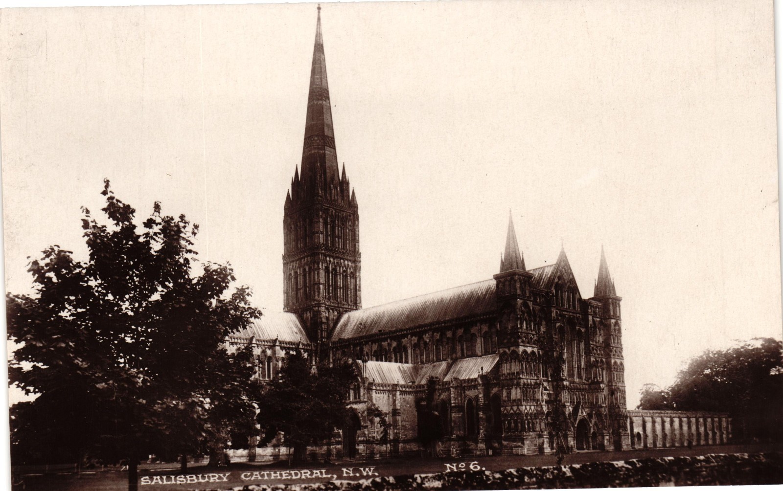 Vintage Salisbury Cathedral England Real Photo Postcard W&K British Unused