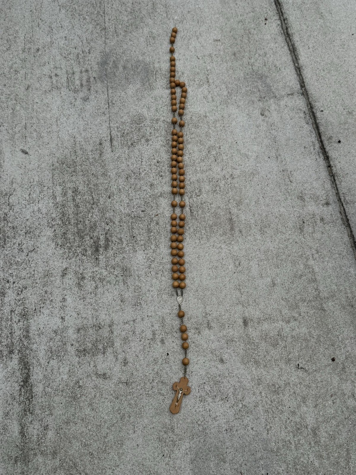 Vintage Ste Anne De Beaupre Wooden Rosary Large Beads Catholic Crucifix Canada