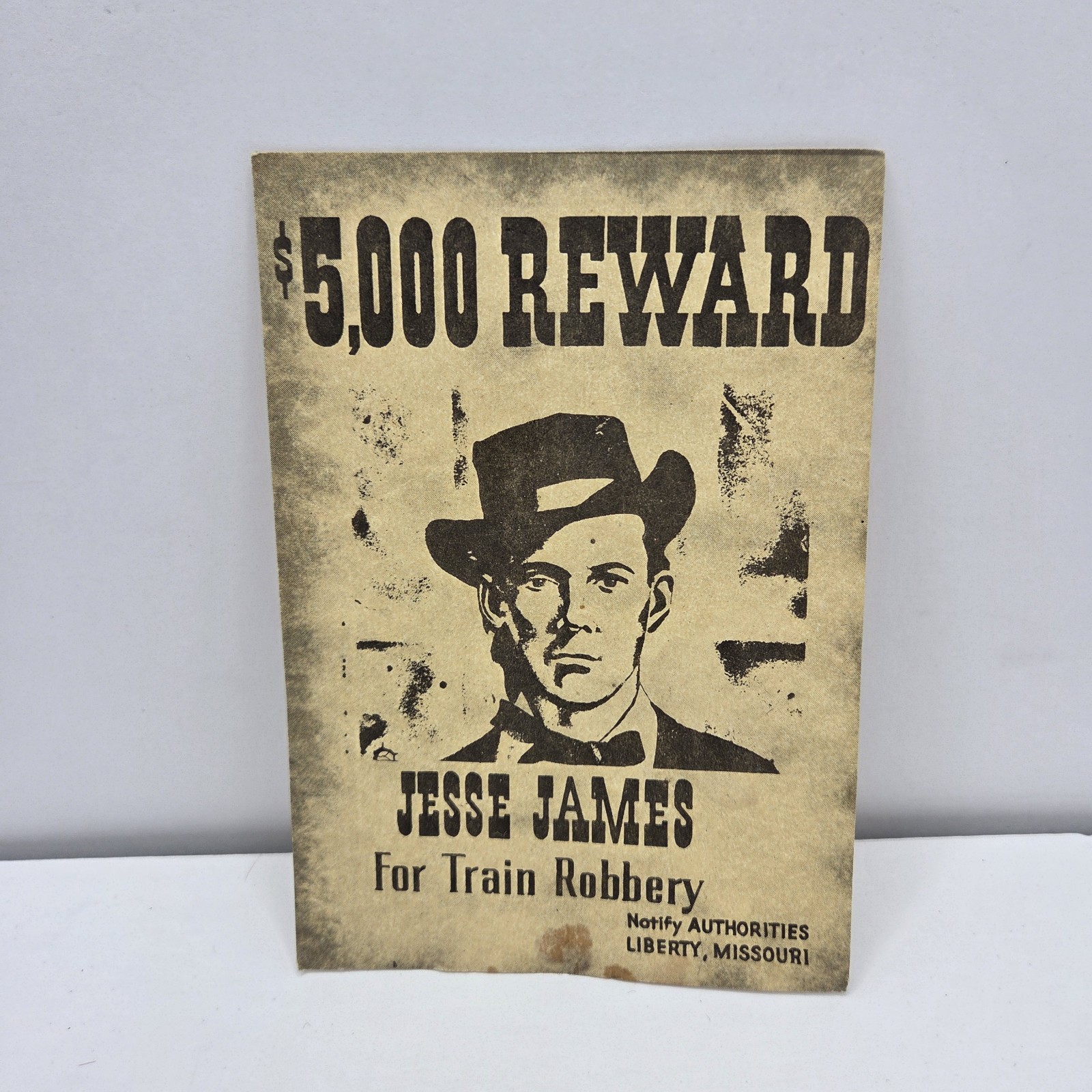 Vintage Jesse James $5,000 Reward Postcard | Old West Outlaw Train Robbery Repro