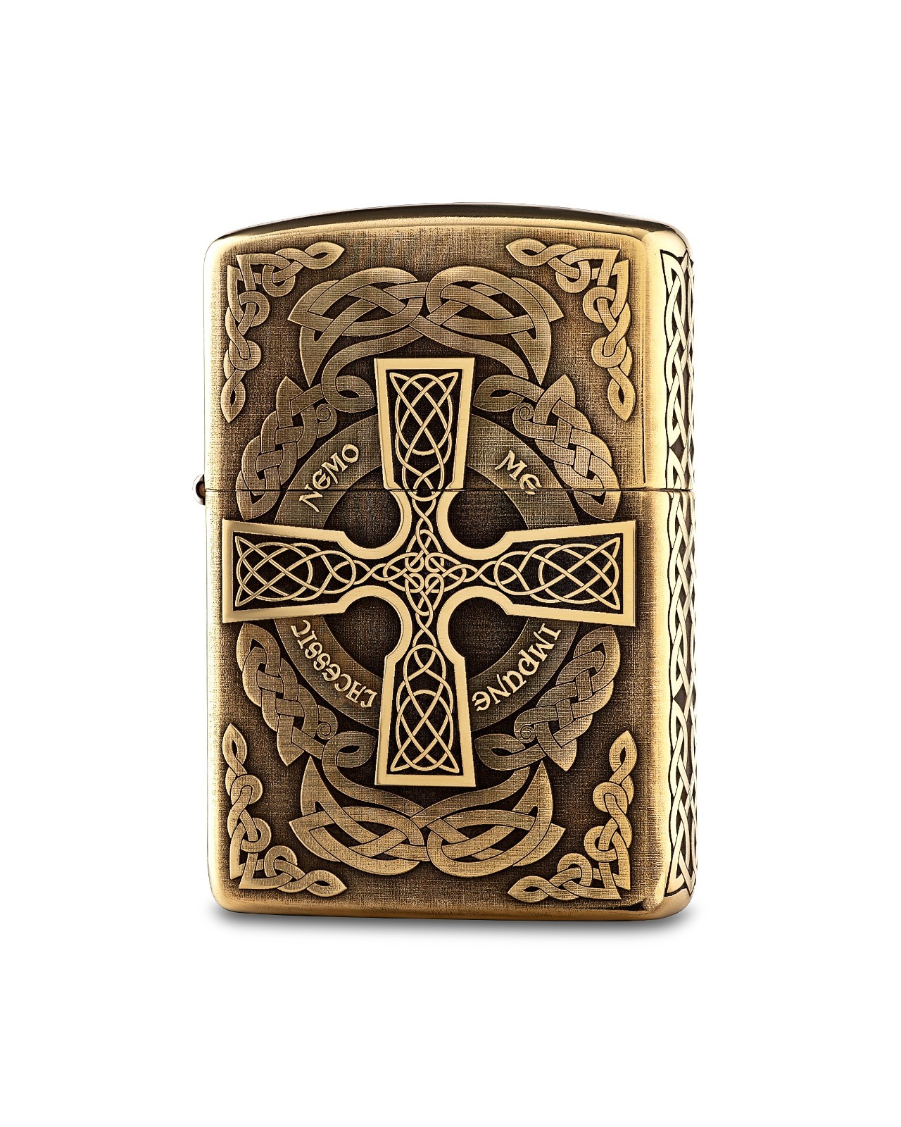 Zippo Armor Brass Celtic Cross Tree of Life Engraved Lighter Knotwork
