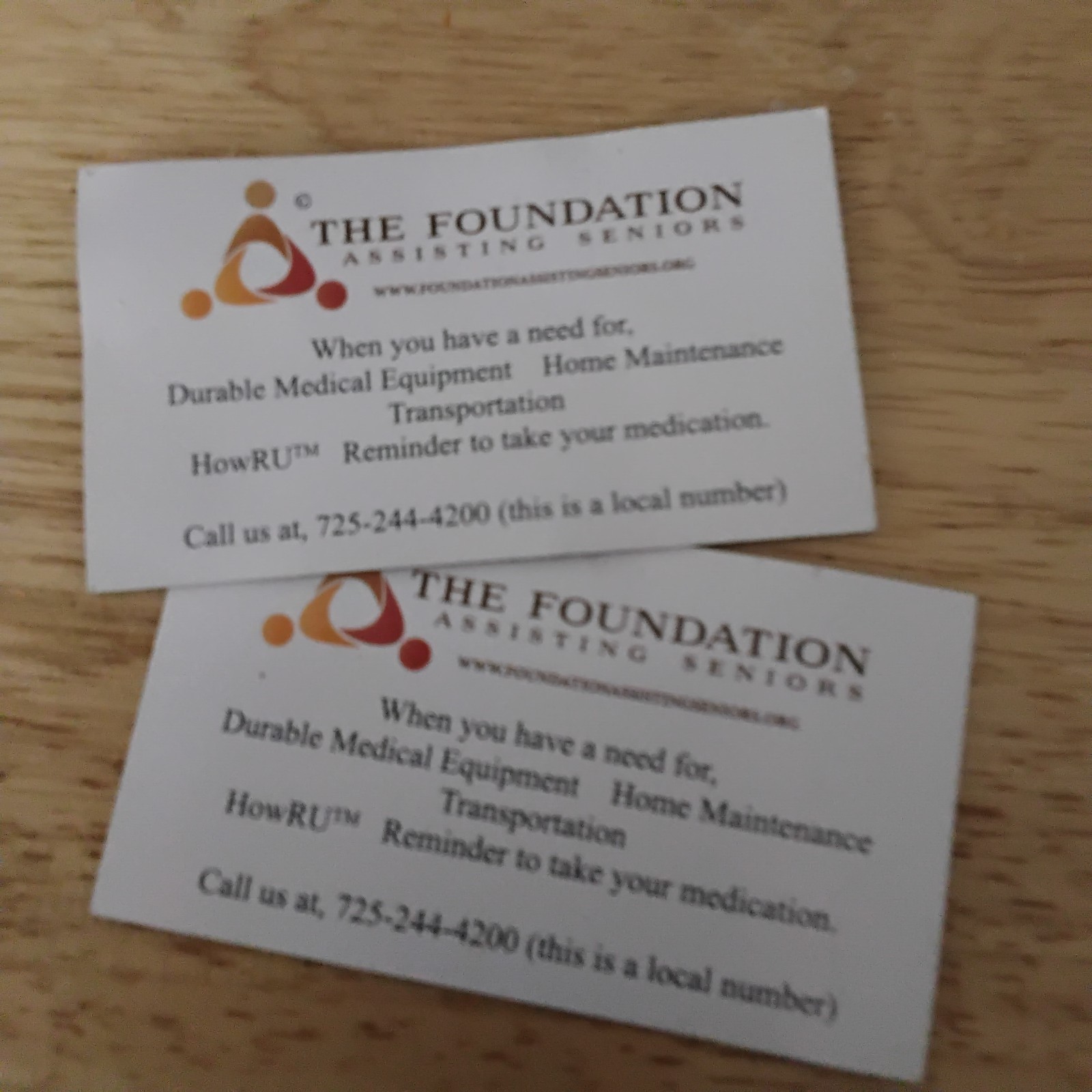 2 REFRIGERATOR MAGNETS THE FOUNDATION ASSITING SENIORS HENDERSON /CLARK NEVADA 2 REFRIGERATOR MAGNETS THE FOUNDATION ASSITING SENIORS HENDERSON /CLARK NEVADA