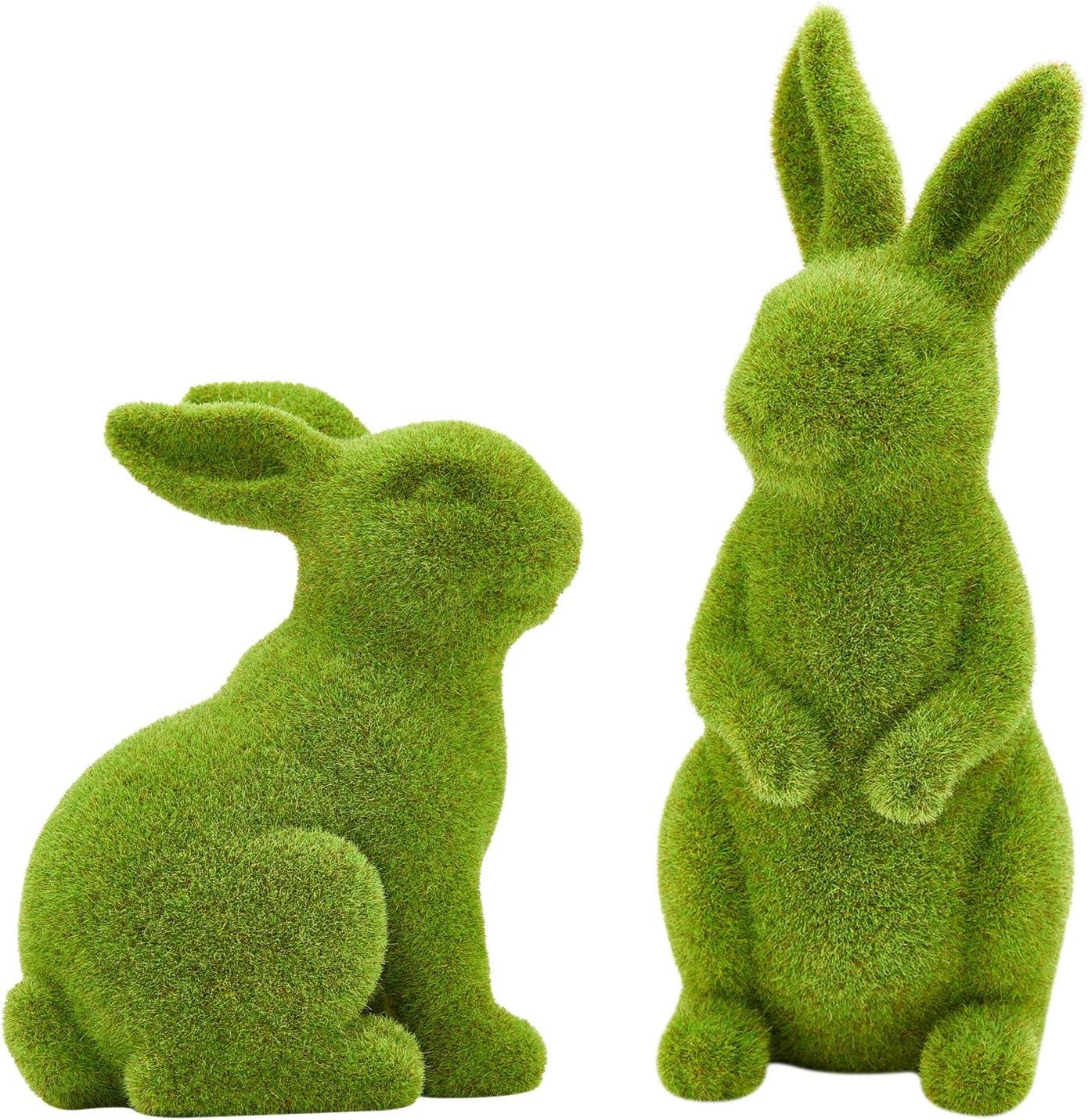 2PCS Easter Rabbit Decoration Green Moss Plush Rabbit Artificial Sculpture Green 2PCS Easter Rabbit Decoration Green Moss Plush Rabbit Artificial Sculpture Green