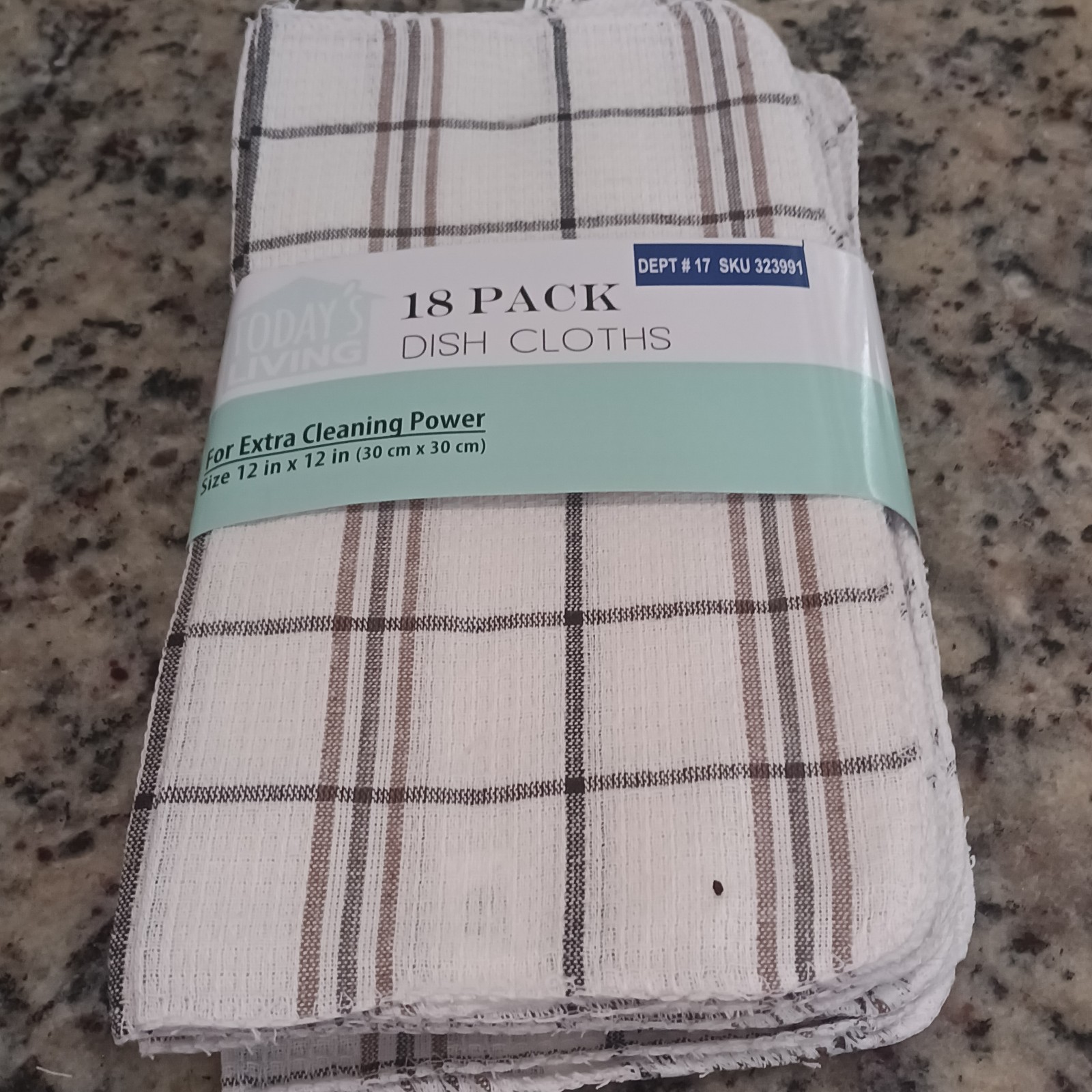 Plaid Waffle Weave Cotton Blend Dish Clothes Set of 18 Dish Rags