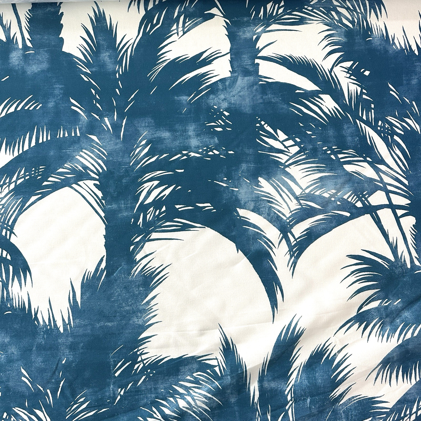 Scalamandre Palm Print Turquoise on White Large Scale Tropical Tree 56