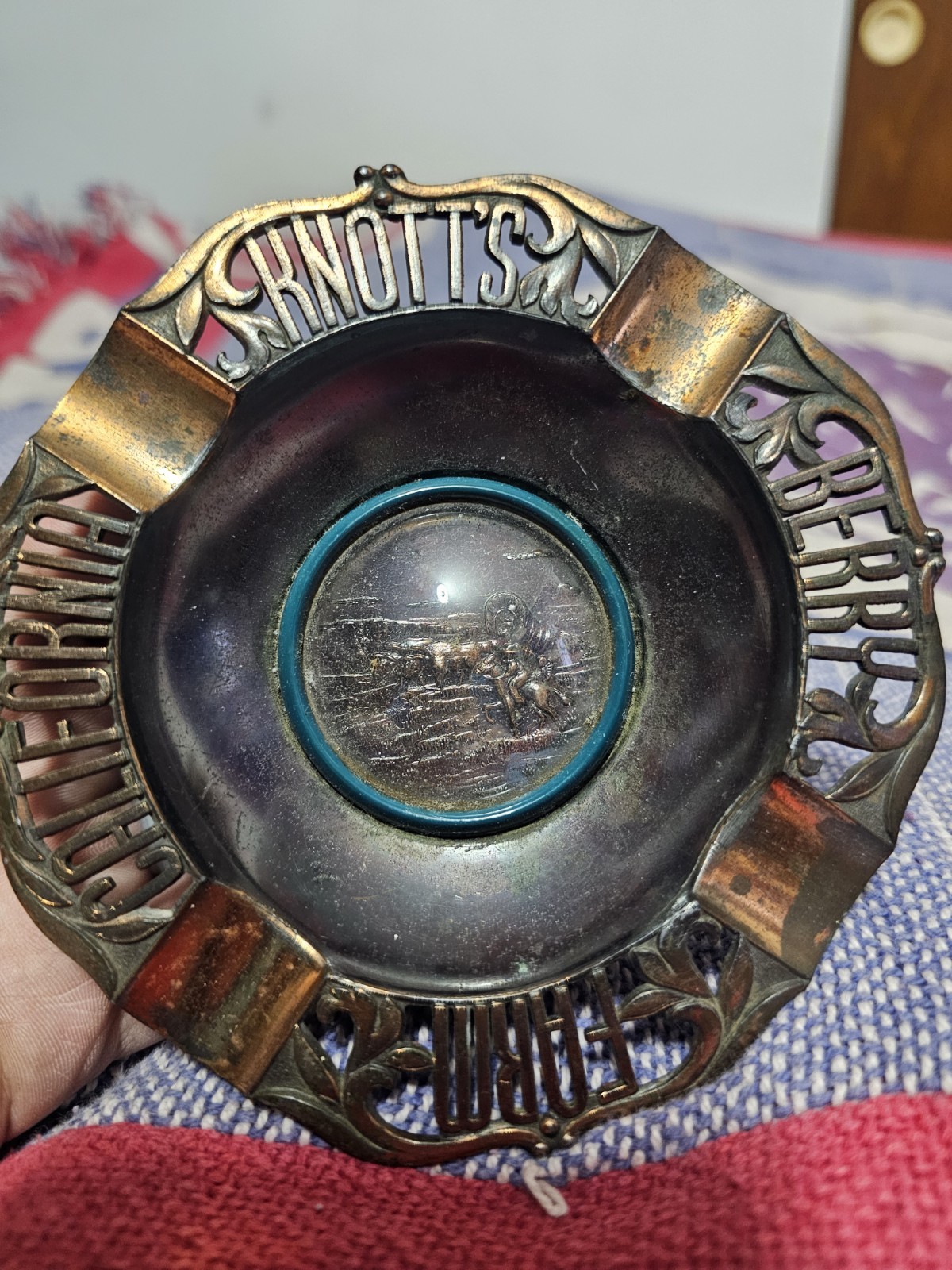 Vtg Knotts Berry Farm Advertising Ashtray California Metal Dome Center Vtg Knotts Berry Farm Advertising Ashtray California Metal Dome Center