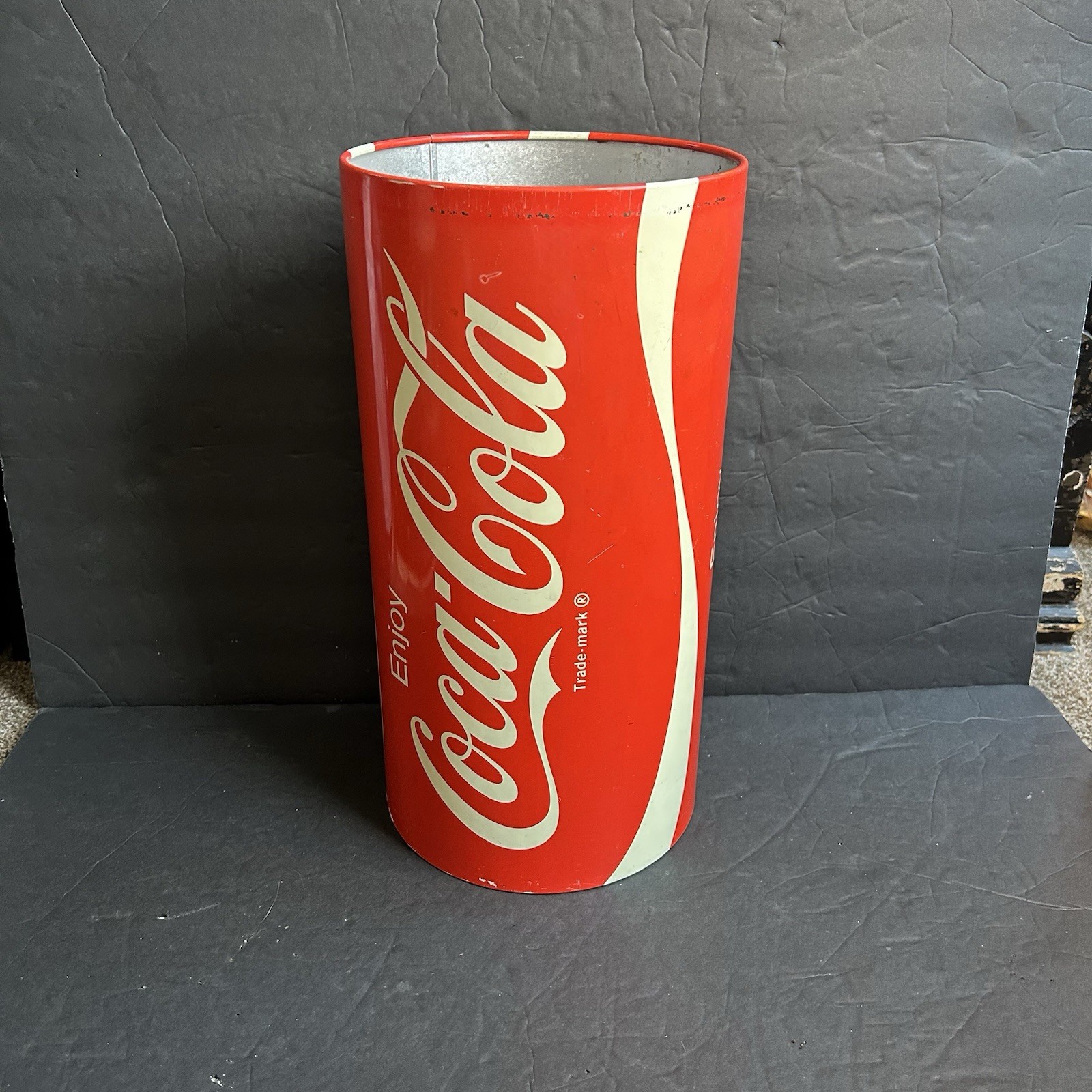 Vintage Cheinco 1970’s Coca-Cola Enjoy Coke Large Metal Trash Can 16”