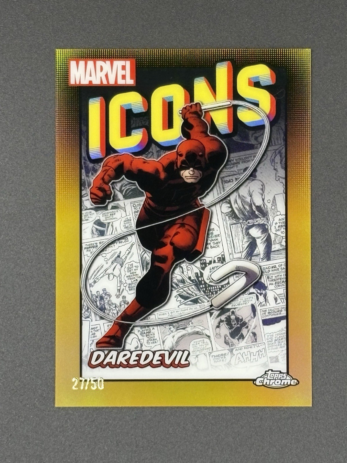 2024 Topps Chrome Marvel Comics Vault Daredevil Gold Icons Refractor /50 Doom