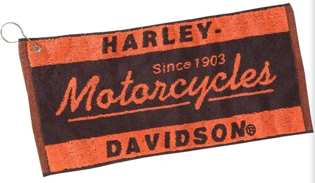 NEW Harley-Davidson Motorcycles Since 1903 HANGING Orange & Black BAR/GOLF TOWEL