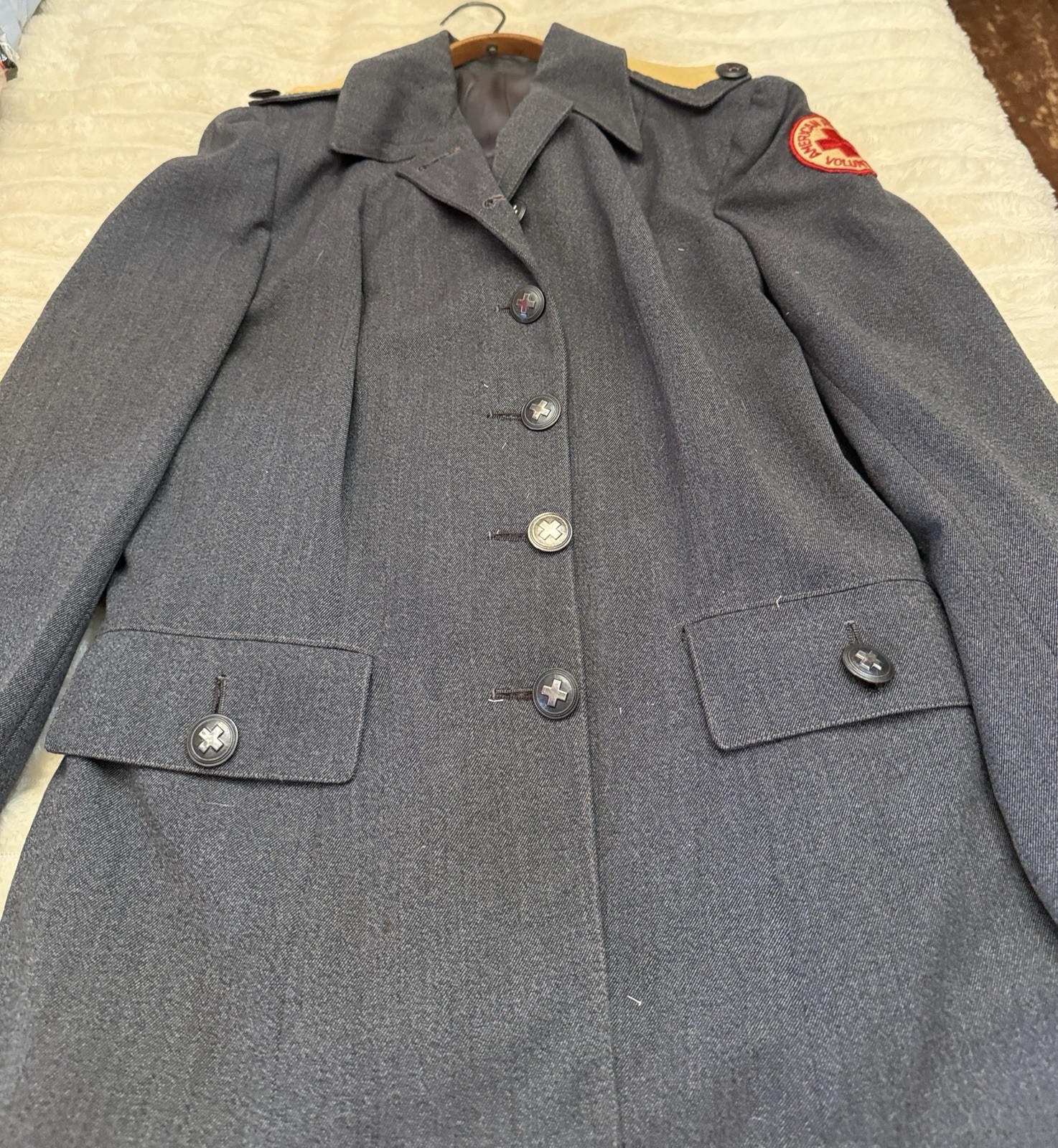 Vintage American Red Cross Volunteer Uniform Jacket Skirt Set ARC Buttons