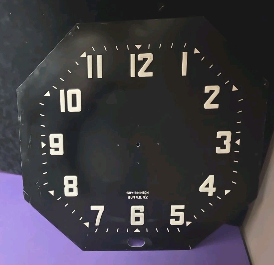 Original 1940\'s Neon Clock Face Raised Number 24\ Original 1940\'s Neon Clock Face Raised Number 24\