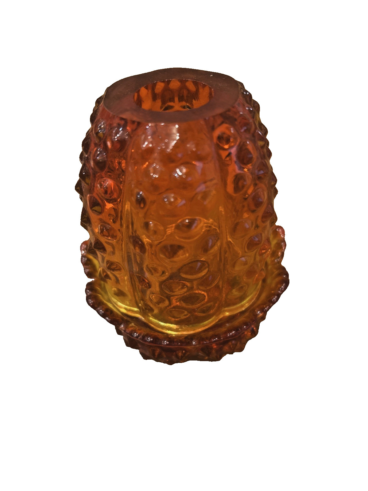 Vintage Fenton Red Orange Amberina Hobnail Glass Fairy Lamp Light no flaws Vintage Fenton Red Orange Amberina Hobnail Glass Fairy Lamp Light no flaws