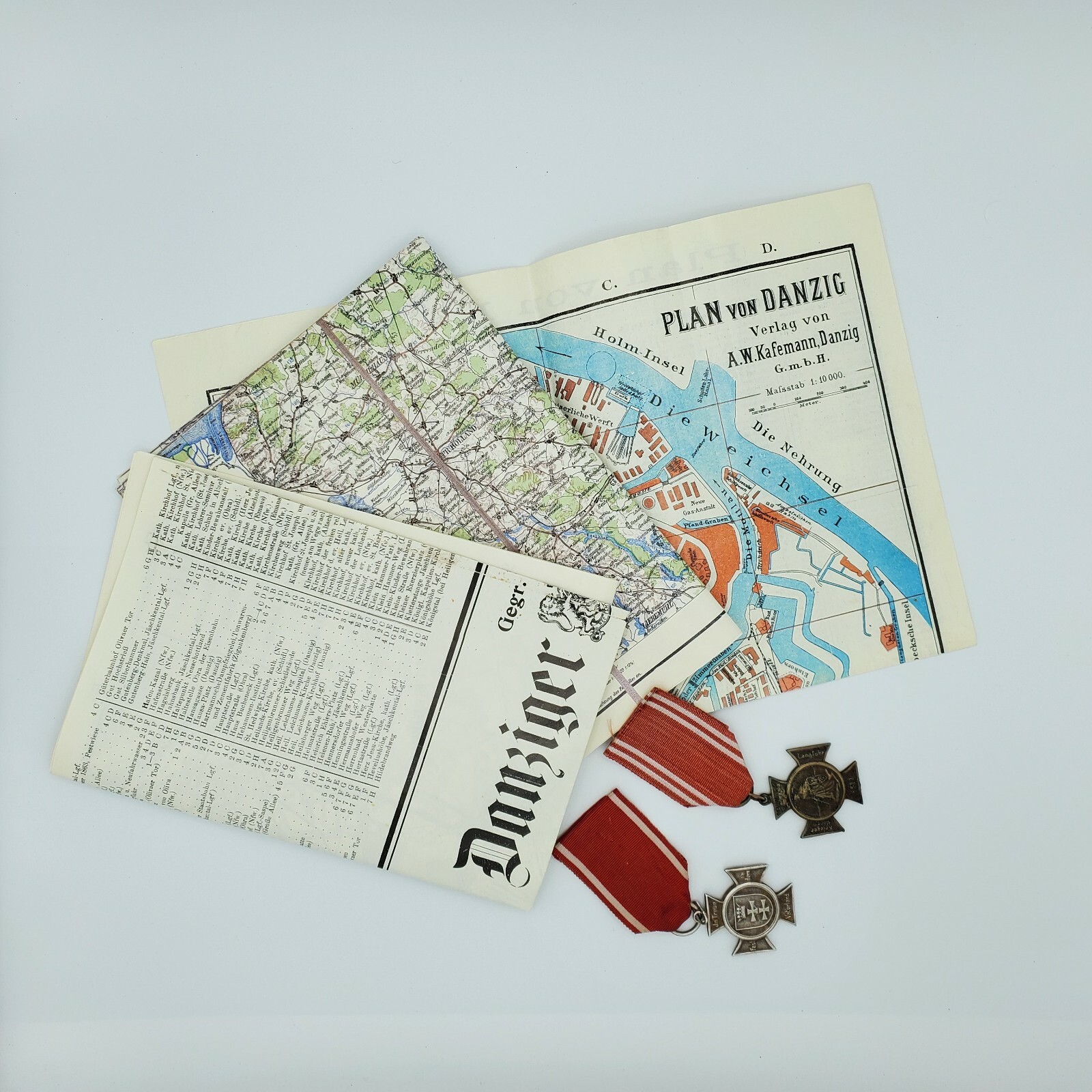 Danzig German WW2 set medals city maps awards set grouping mix paper ephemera ol Danzig German WW2 set medals city maps awards set grouping mix paper ephemera ol