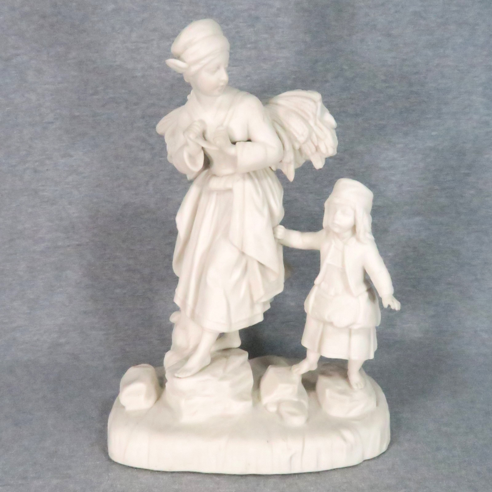 Antique Parian Bisque Porcelain Figurine Mother & Child Wheat Harvest French/Eng Antique Parian Bisque Porcelain Figurine Mother & Child Wheat Harvest French/Eng