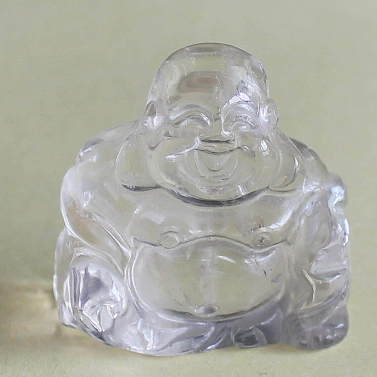 Carved gemstone crystal white quartz happy laughing buddha figurine statue 1.2\'\' Carved gemstone crystal white quartz happy laughing buddha figurine statue 1.2\'\'