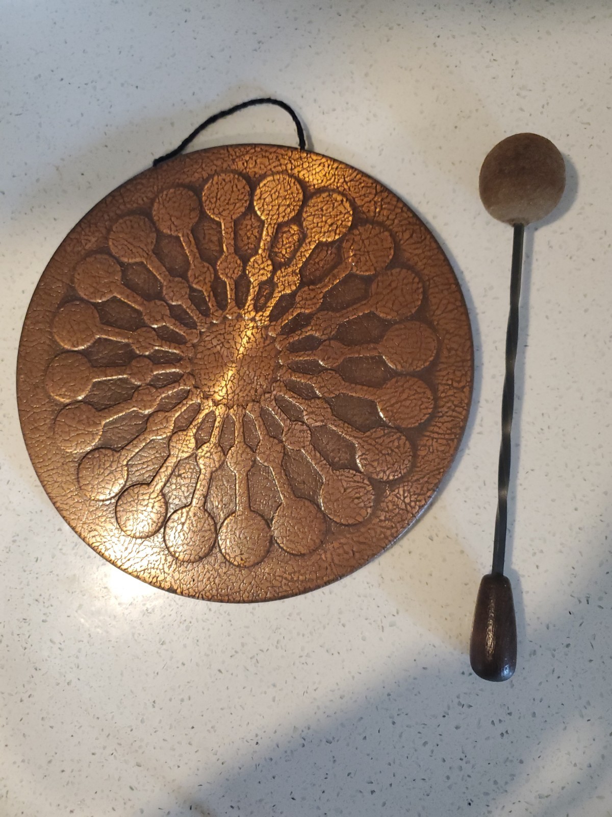 Vintage Copper Decorative Hammered Gong 9.5” 
