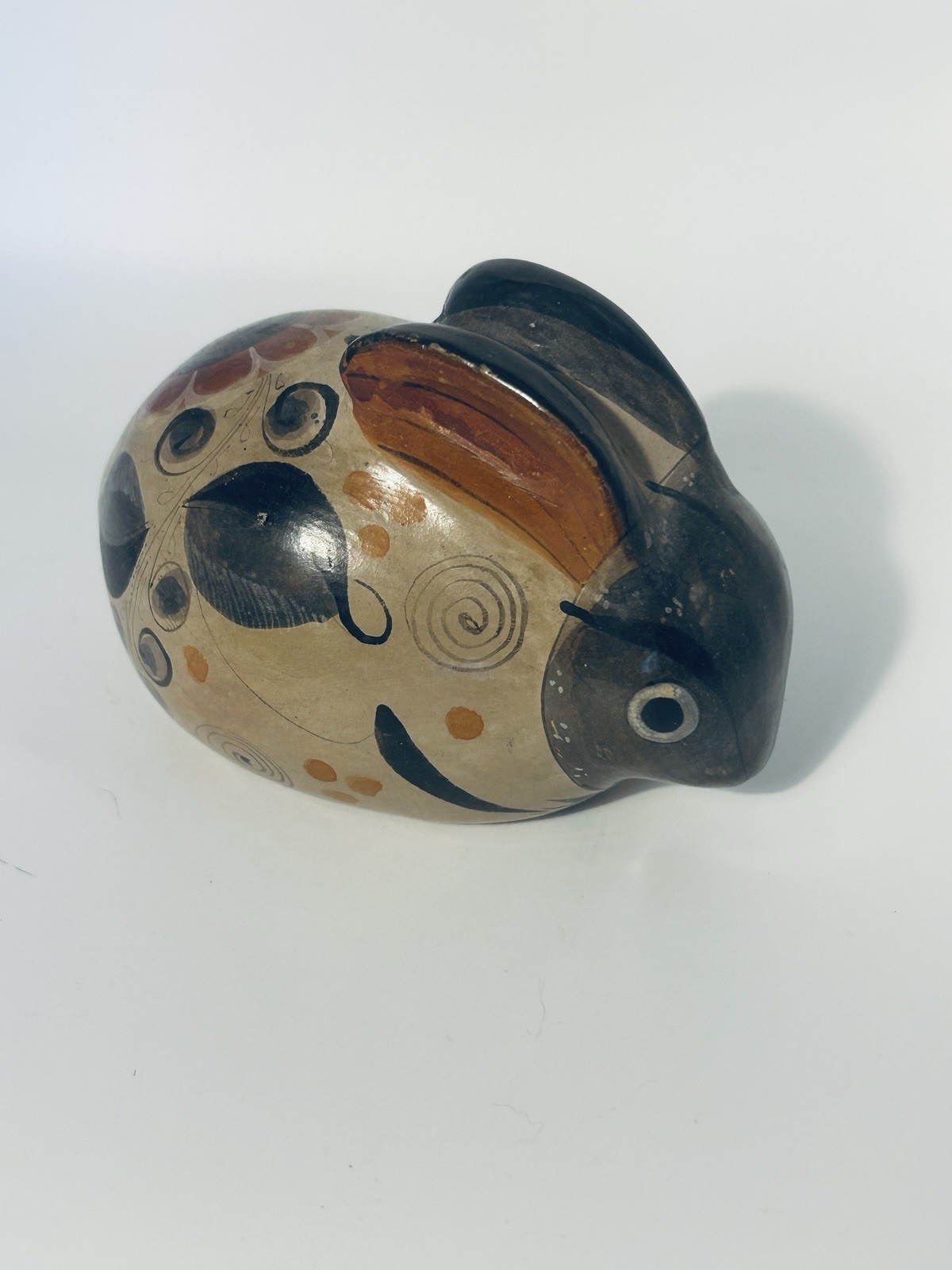 Mexican Tonala Hand Painted Rabbit Bunny Folk Art Pottery Vintage Signed Echoen Mexican Tonala Hand Painted Rabbit Bunny Folk Art Pottery Vintage Signed Echoen