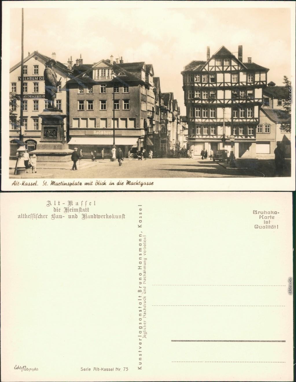 Postcard Kassel Cassel St. Martinsplatz-Marktgasse 1929