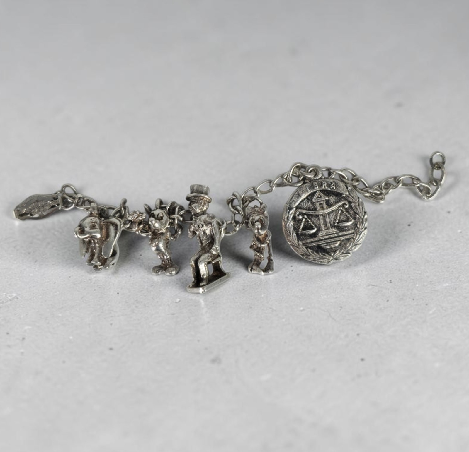 VTG 1940s 925 Sterling Disney Charlie McCarthy Articulated Charm Bracelet 16.8g VTG 1940s 925 Sterling Disney Charlie McCarthy Articulated Charm Bracelet 16.8g