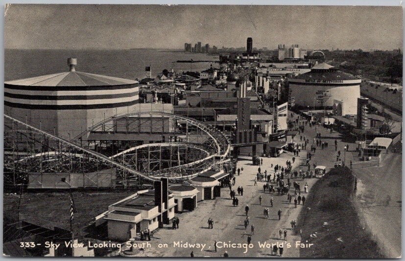 Chicago Illinois World's Fair Midway Sky View Roller Coaster Gerson Postcard Chicago Illinois World's Fair Midway Sky View Roller Coaster Gerson Postcard