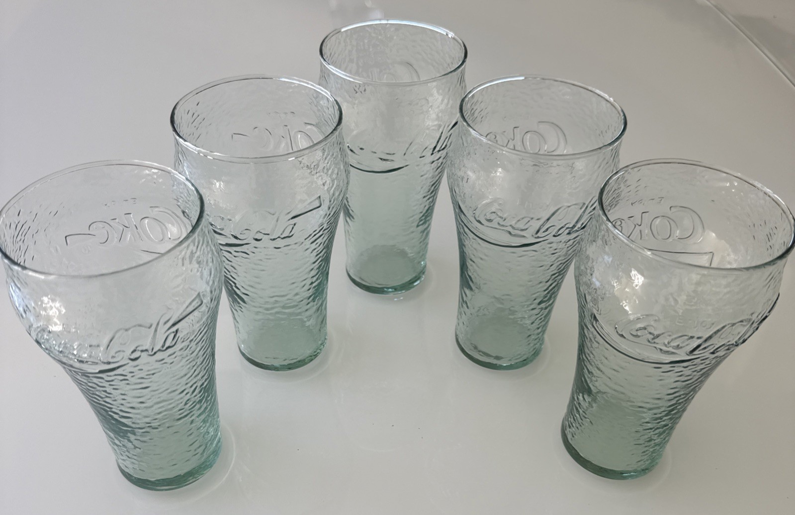 5 Vintage Indiana Glass Coca-Cola Green Wide-Mouth Pebble Glass Tumbler 6” 5 Vintage Indiana Glass Coca-Cola Green Wide-Mouth Pebble Glass Tumbler 6”