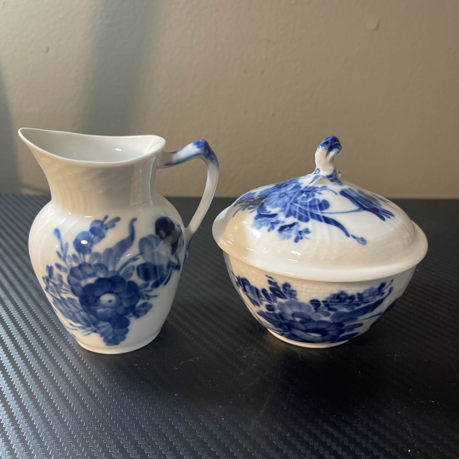 Royal Copenhagen Blue Flowers Creamer and Covered Sugar