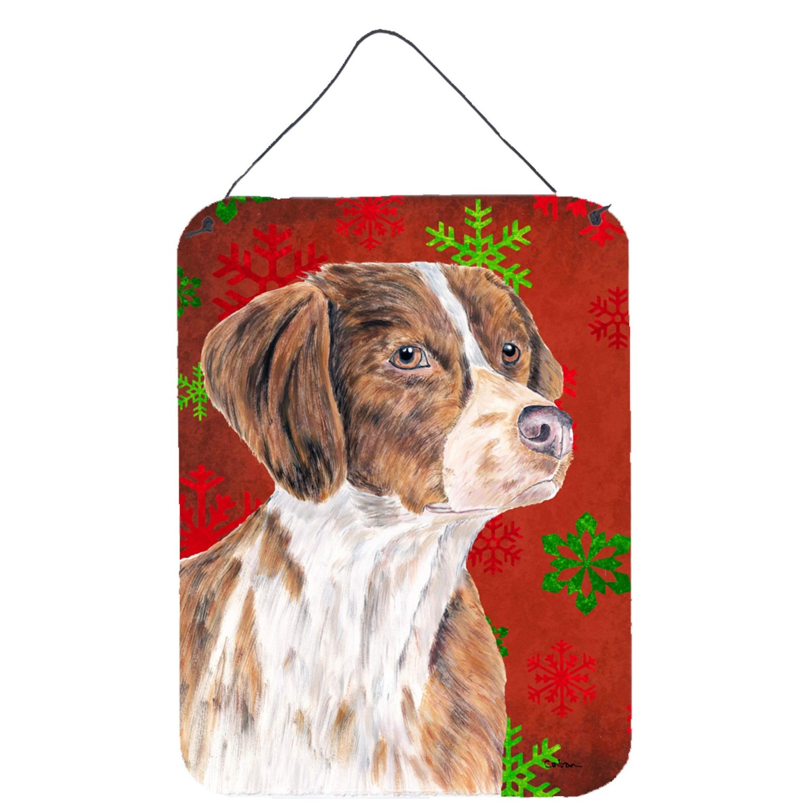Caroline's Treasures Brittany Red And Green Snowflakes Holiday Christmas Wall Caroline's Treasures Brittany Red And Green Snowflakes Holiday Christmas Wall