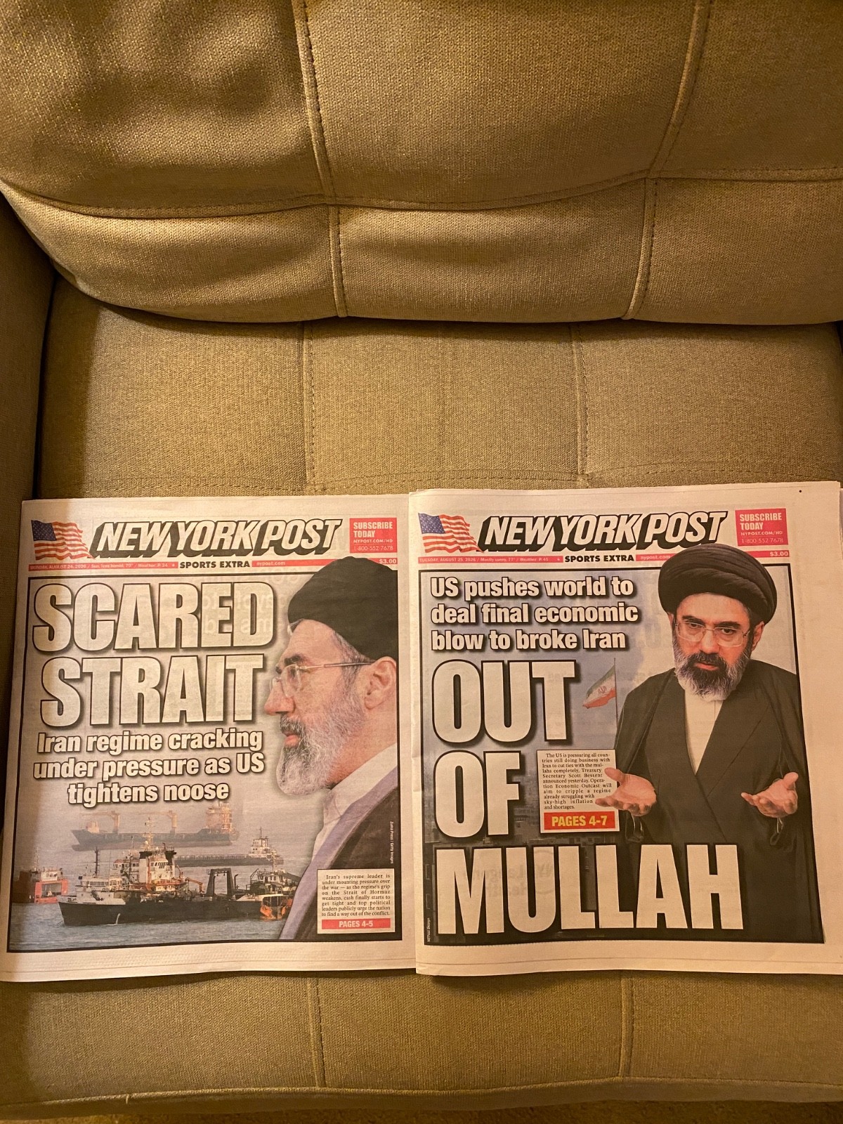 OUT OF MULLAH / SCARED STRAIGHT New York Post Trump Iran War OUT OF MULLAH / SCARED STRAIGHT New York Post Trump Iran War