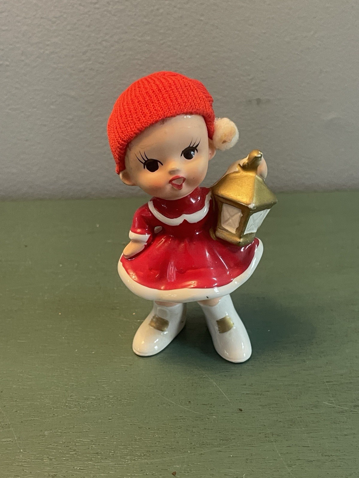 Vintage Napco Napcoware Girl w Lantern Red Stocking Hat X-7979 Japan Vintage Napco Napcoware Girl w Lantern Red Stocking Hat X-7979 Japan