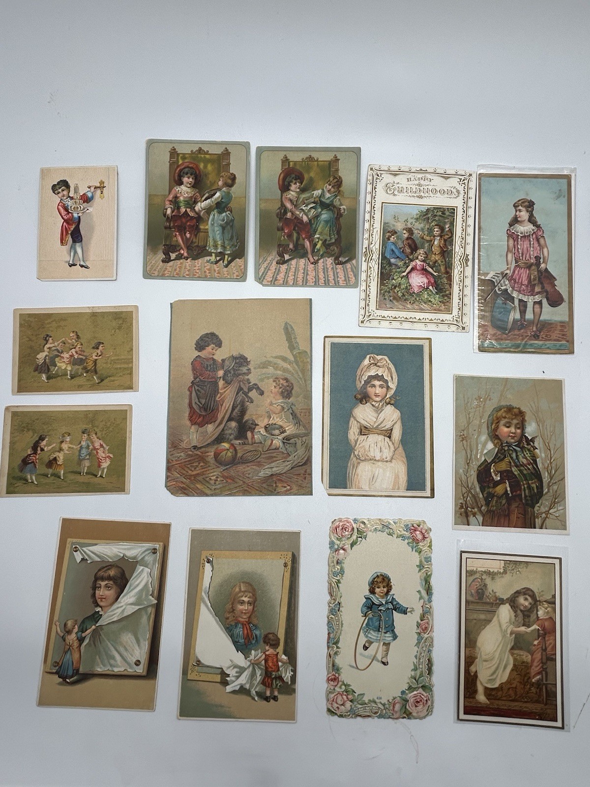 Victorian Embossed Ephemera Lot Children Die Cut Collage Antique Trade Cards