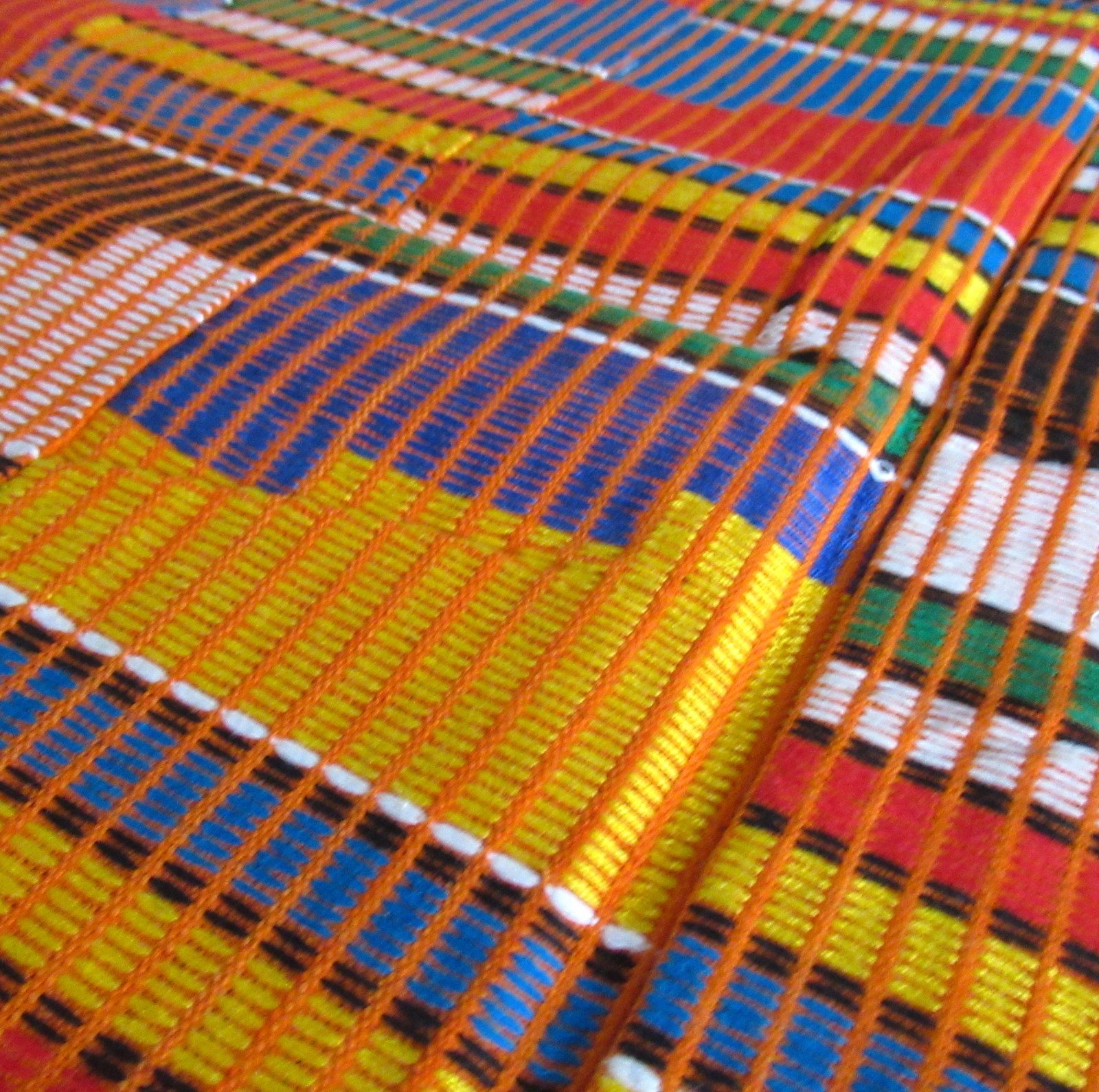 Vintage Ashanti Kente Hand Woven African Cloth Textile Fabric Panels Ghana MCM