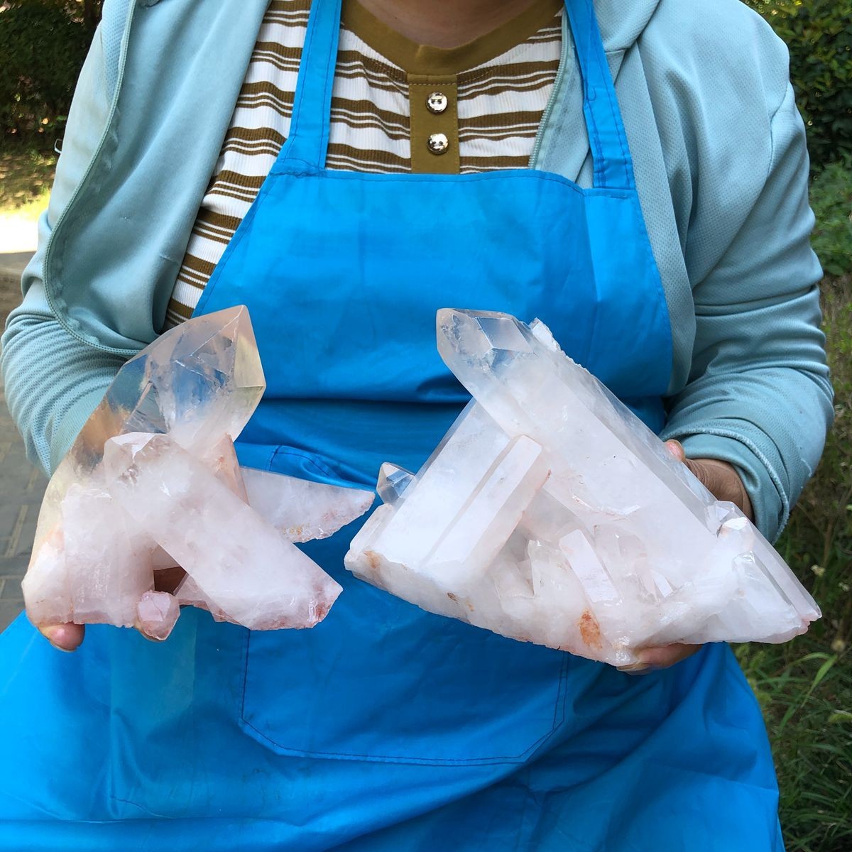 2Pcs 4.99LB Natural White Clear Quartz Crystal Cluster Rough Healing Specimen