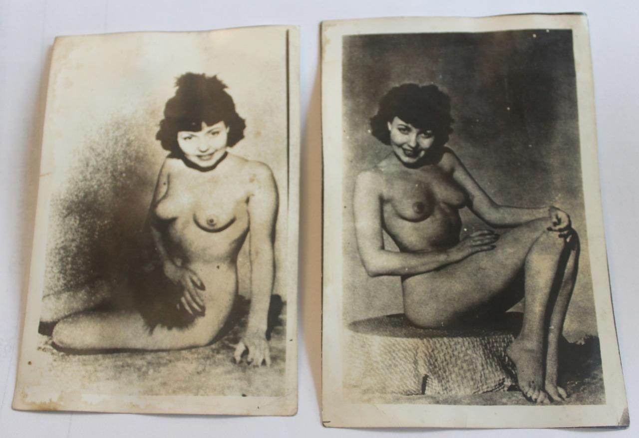 2 Vintage 1950s Girlie Pin‑Up Photos ~ Original B&W Nude Prints
