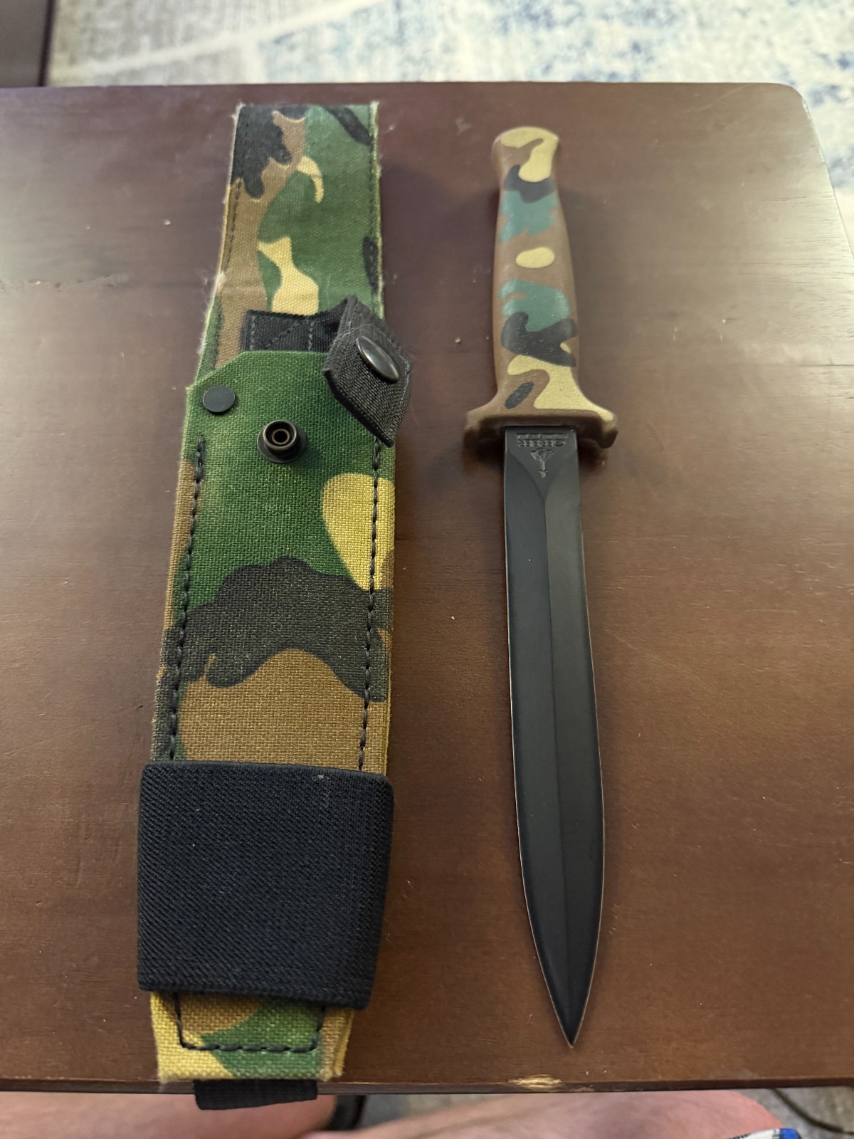 Vintage Gerber Guardian II R.W. Loveless Camo Knife C7741S w Original Sheath USA