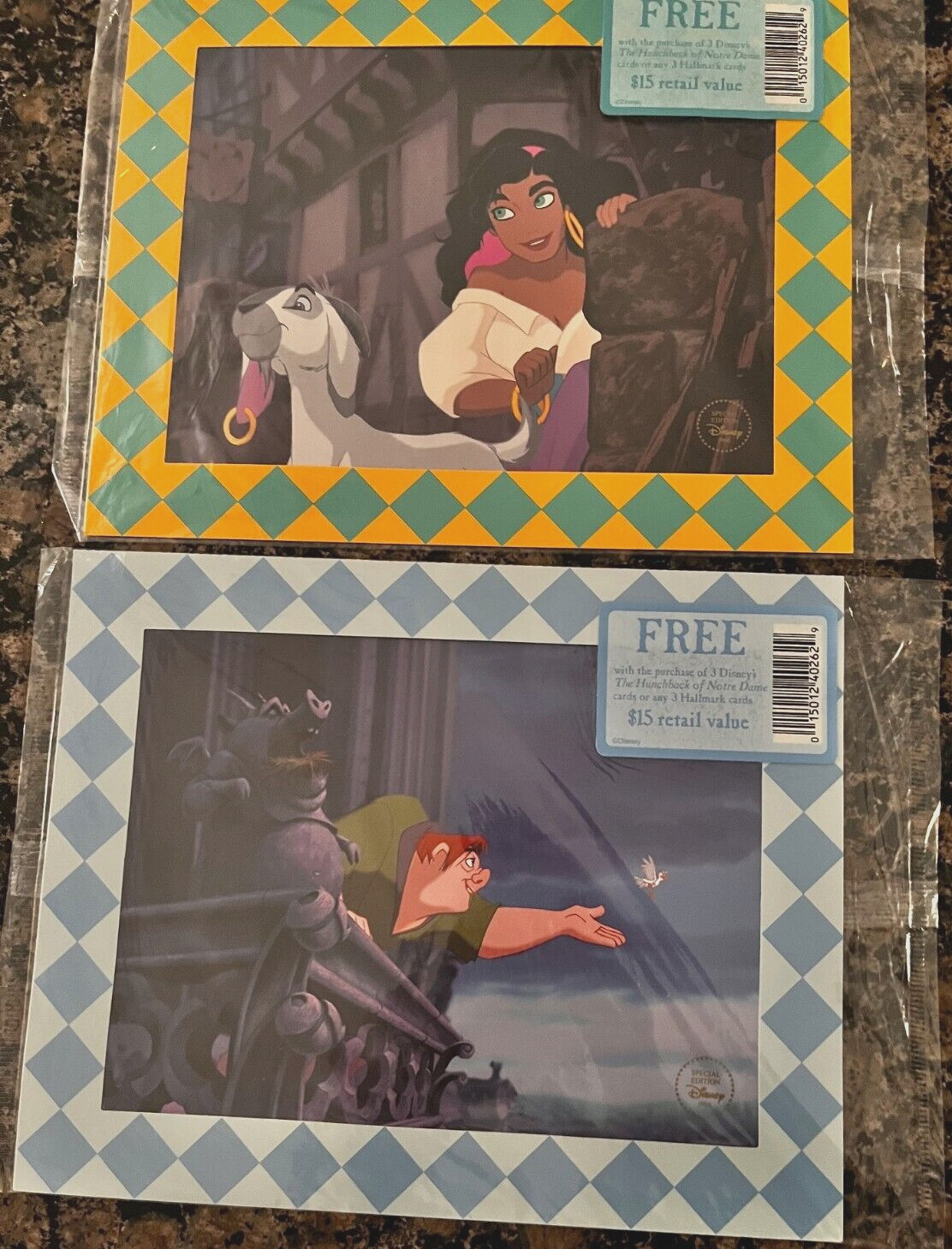 2 LITHOGRAPHS of DISNEY'S 1996 THE HUNCHBACK of NOTRE DAME
