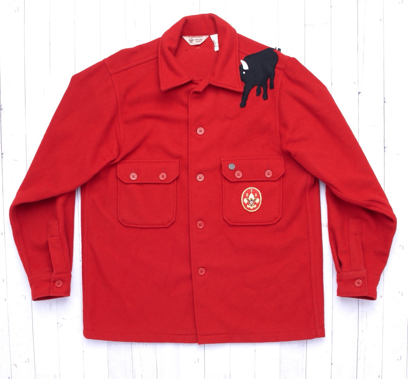 Vintage Boy Scouts of America Red Wool Blend Jacket Sz 44