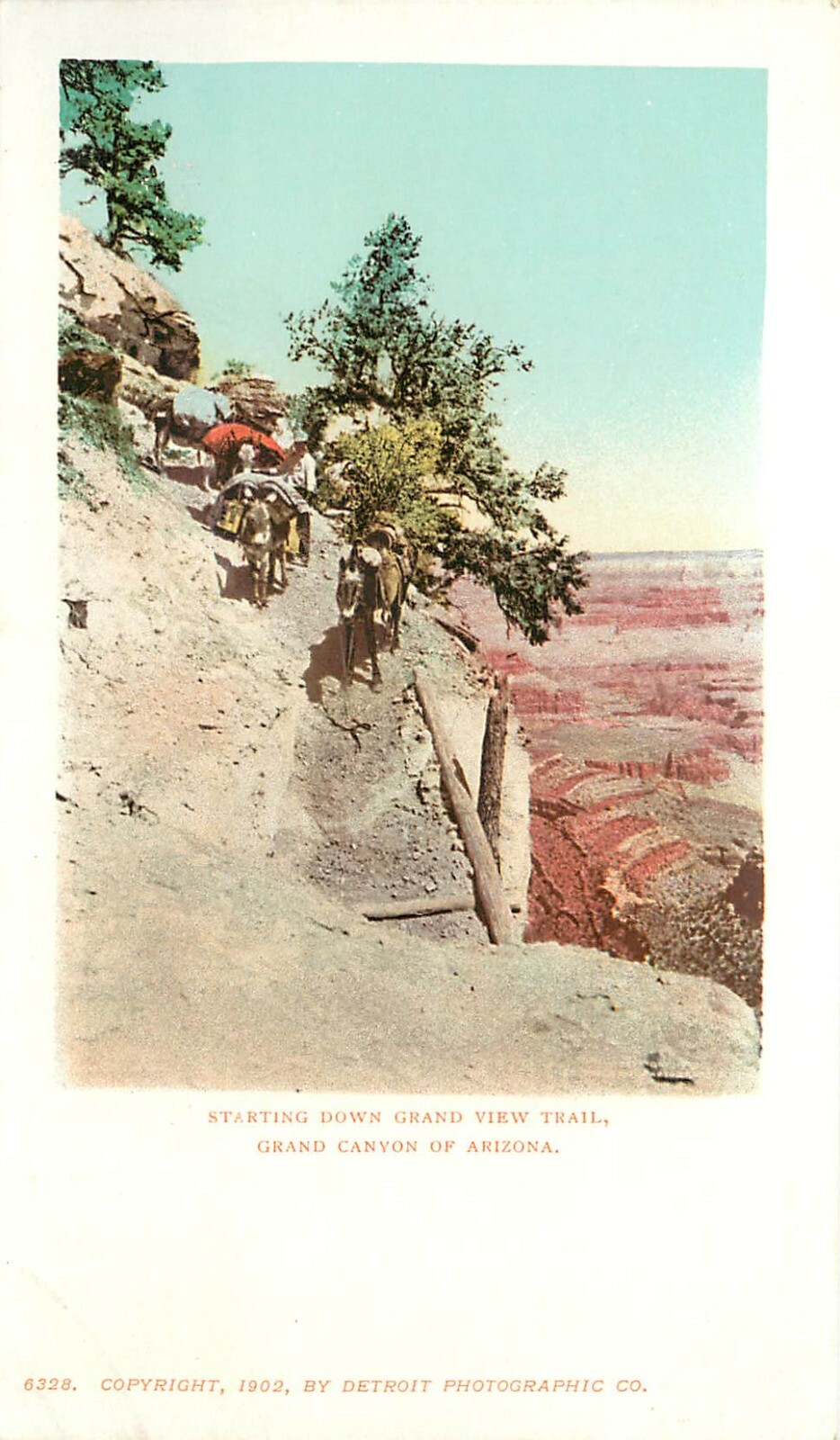 1902 Postcard Starting Down Grand View Trail, Grand Canyon, Detroit Photographic 1902 Postcard Starting Down Grand View Trail, Grand Canyon, Detroit Photographic