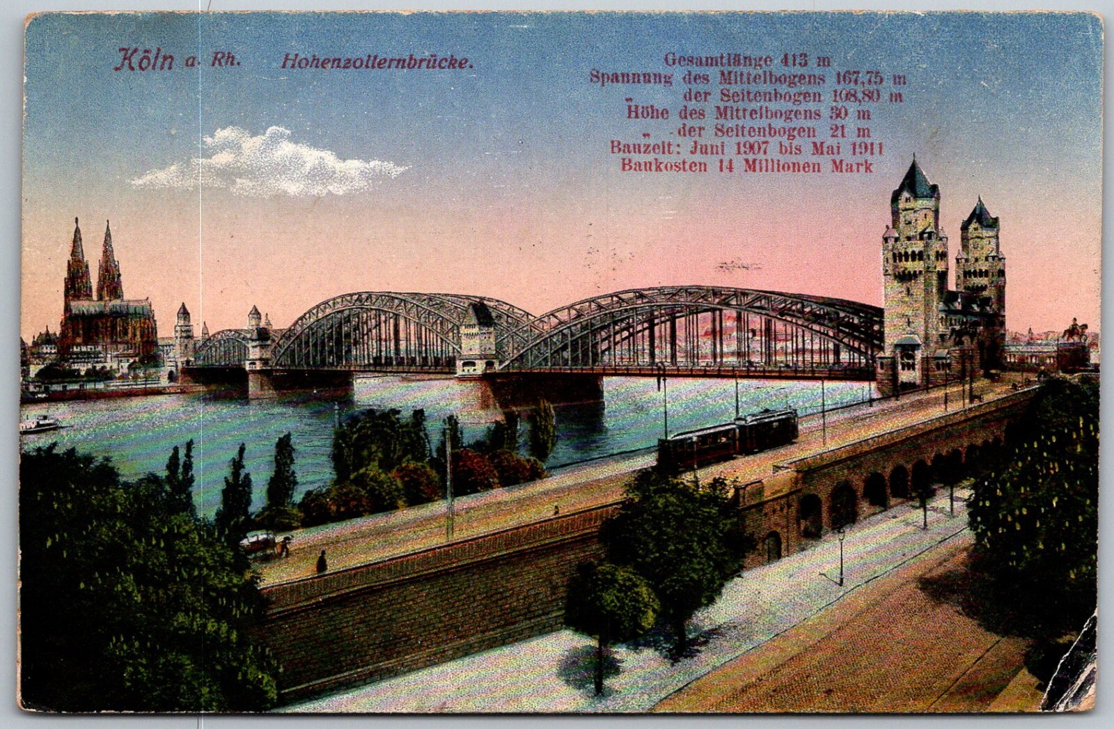 Koln Cologne Germany c1910 Postcard Hohenzollernbrucke Bridge