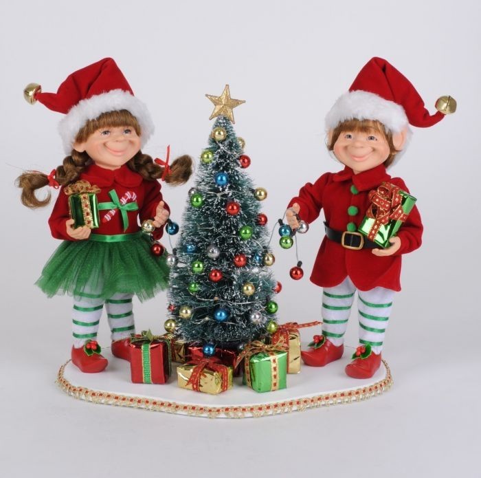 Karen Didion Originals Lighted Tree Trimming Elf Set CC09-27 Karen Didion Originals Lighted Tree Trimming Elf Set CC09-27