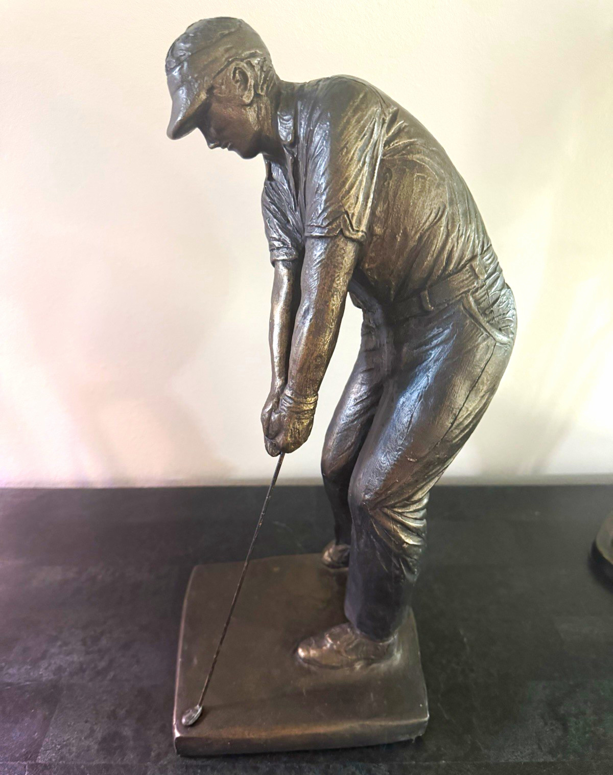 Austin Prod. Bronze Tone Golfer Figurine Signed 15 in 1973 Austin Prod. Bronze Tone Golfer Figurine Signed 15 in 1973