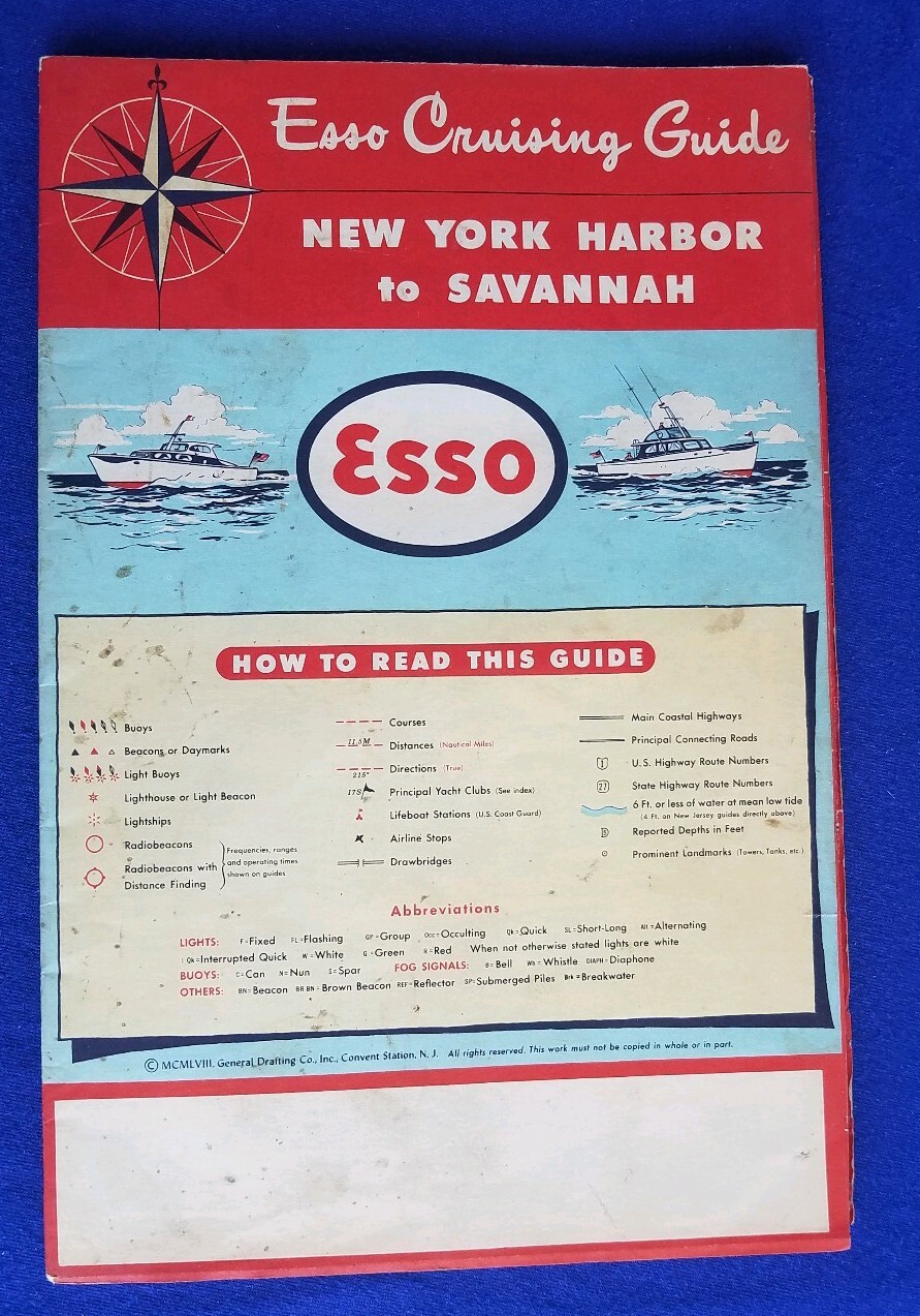 Vintage 1958 Esso Cruising Guide: New York Harbor to Savannah EXC+++ Vintage 1958 Esso Cruising Guide: New York Harbor to Savannah EXC+++