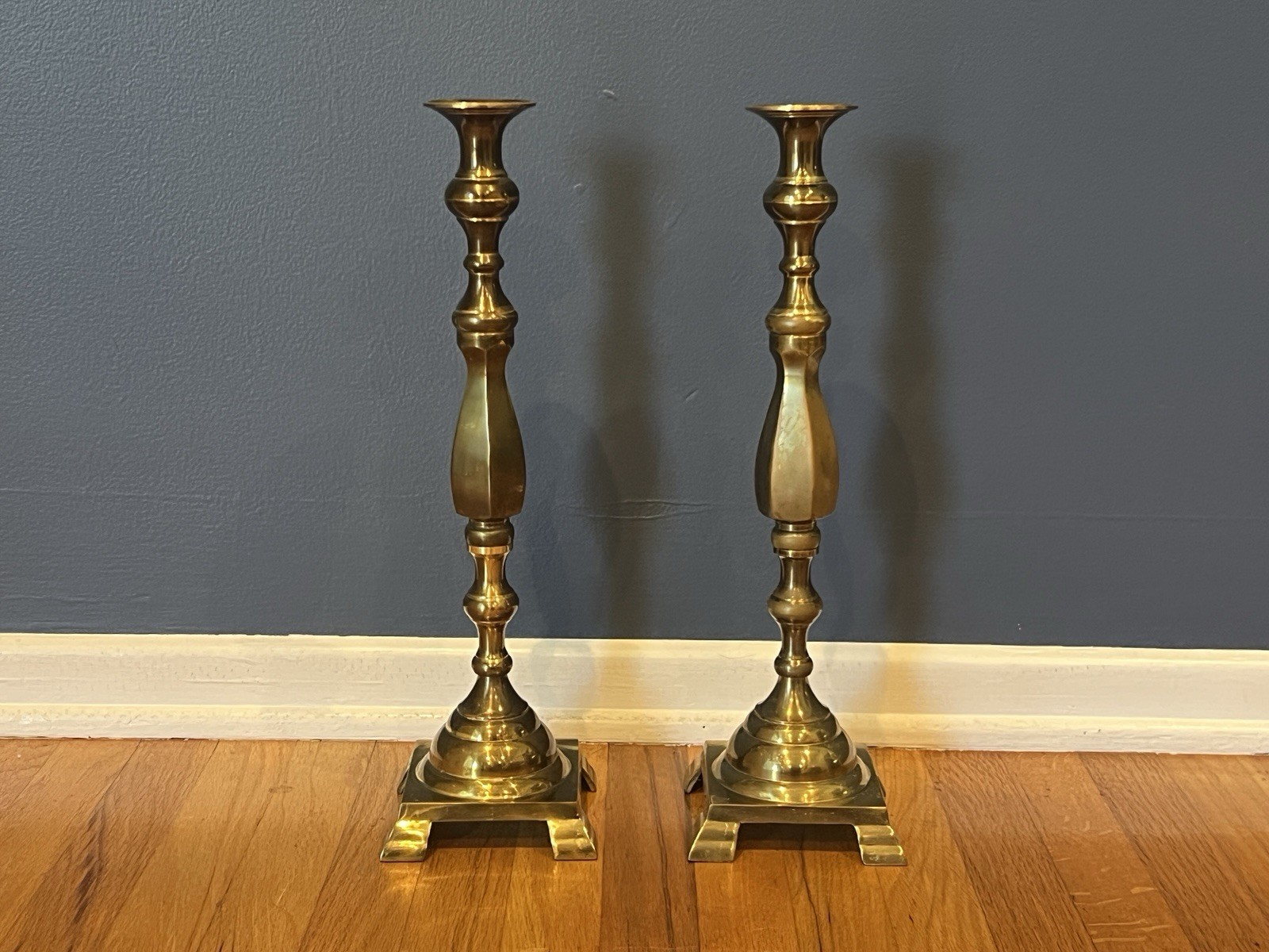 Vtg Brass Taper Candlestick Candle Holders - Large 16.75\ Vtg Brass Taper Candlestick Candle Holders - Large 16.75\