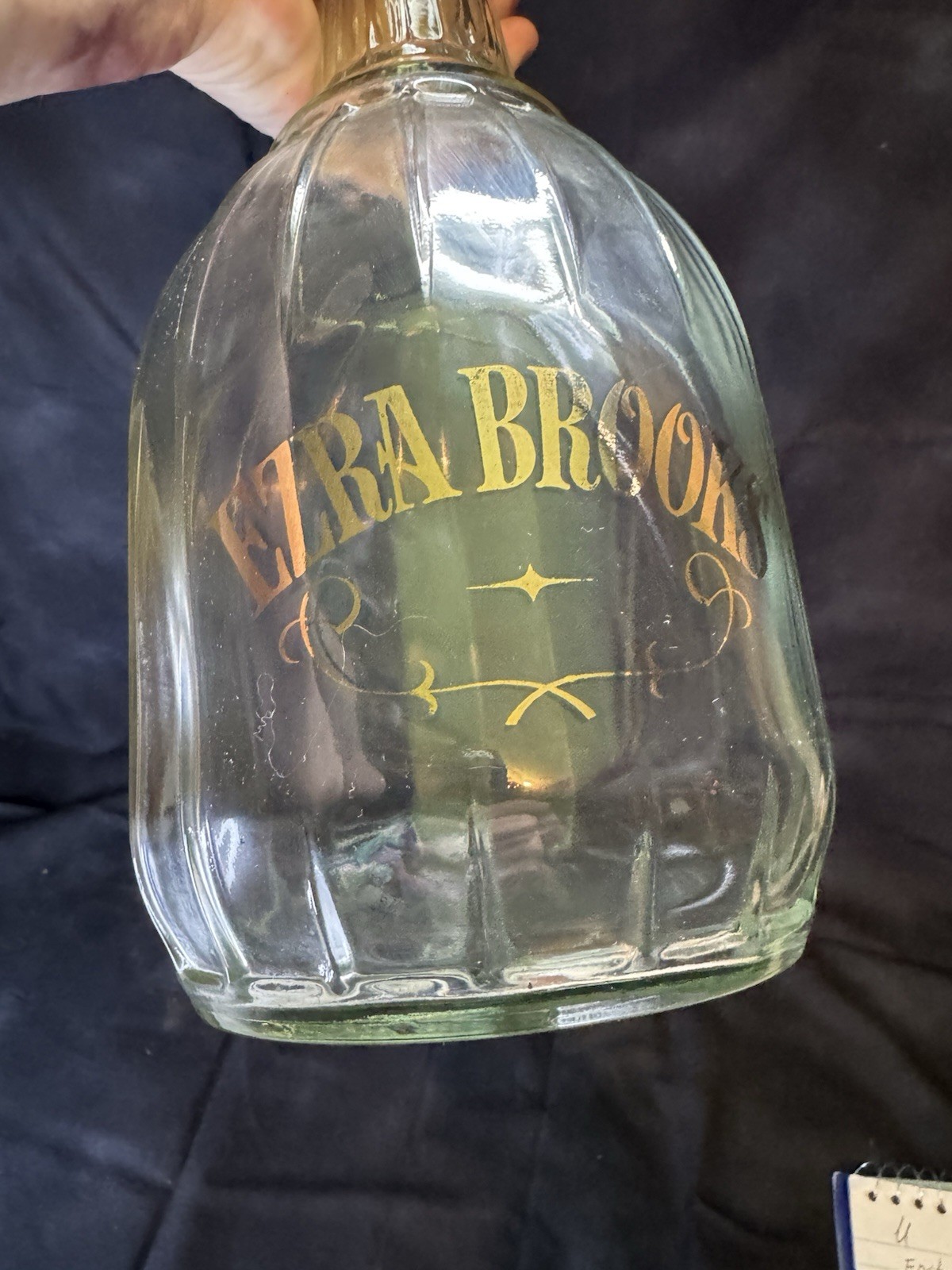 Ezra Brooks Vintage Whiskey Decanter Great Condition Glass Antique Bottle