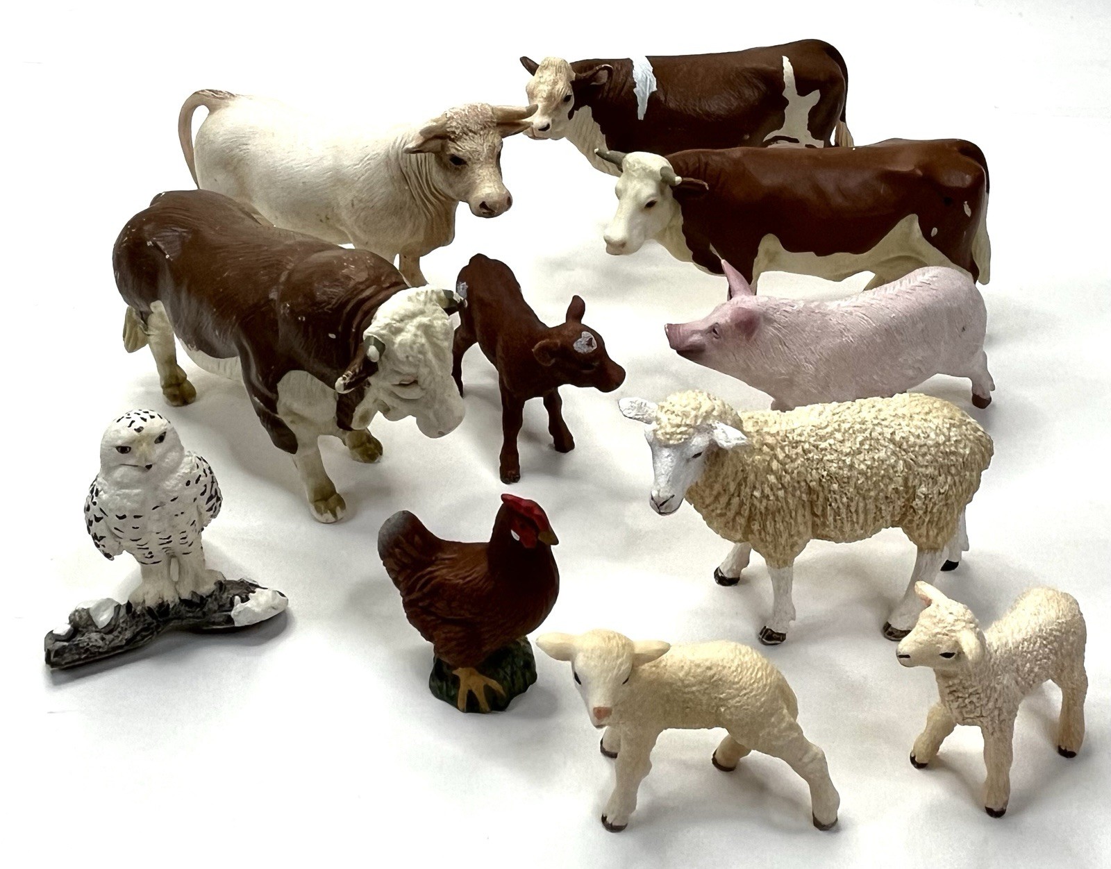 Schleich Cows Pig Sheep Chicken Owl Farm Animal Hereford & Charolais Bull 10-Lot Schleich Cows Pig Sheep Chicken Owl Farm Animal Hereford & Charolais Bull 10-Lot